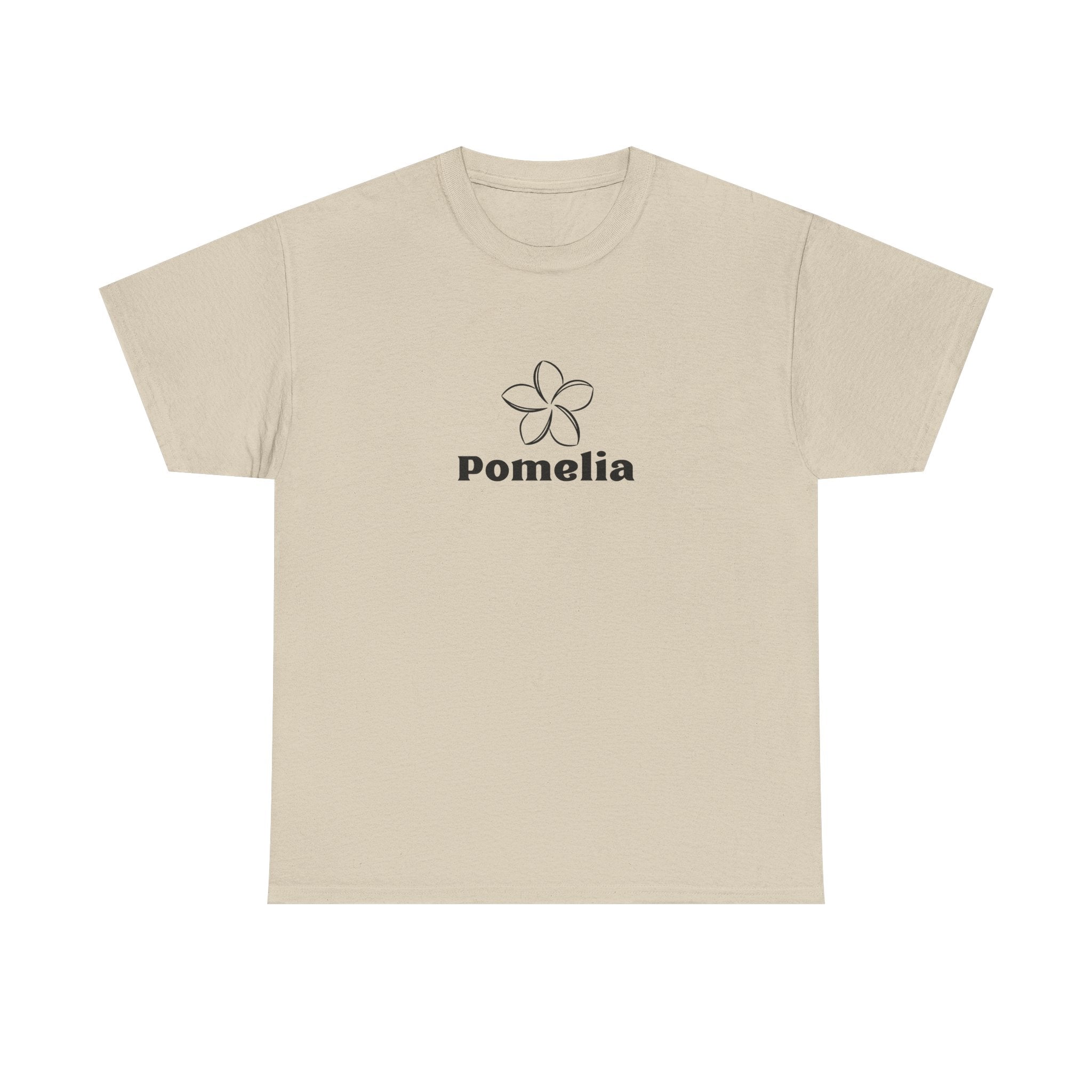 Pomelia Floral Logo Tee — Minimalist Flower Graphic T-Shirt