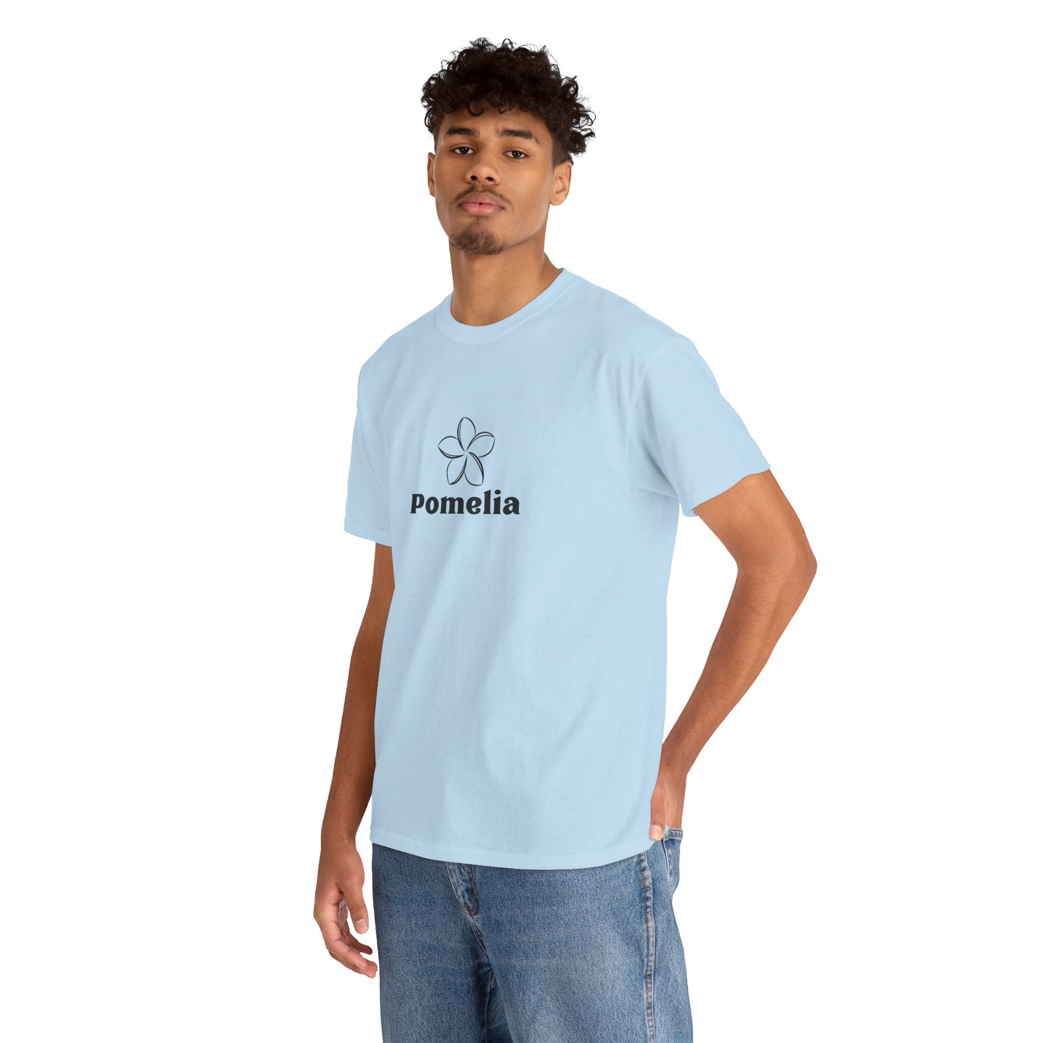 Pomelia Floral Logo Tee — Minimalist Flower Graphic T-Shirt