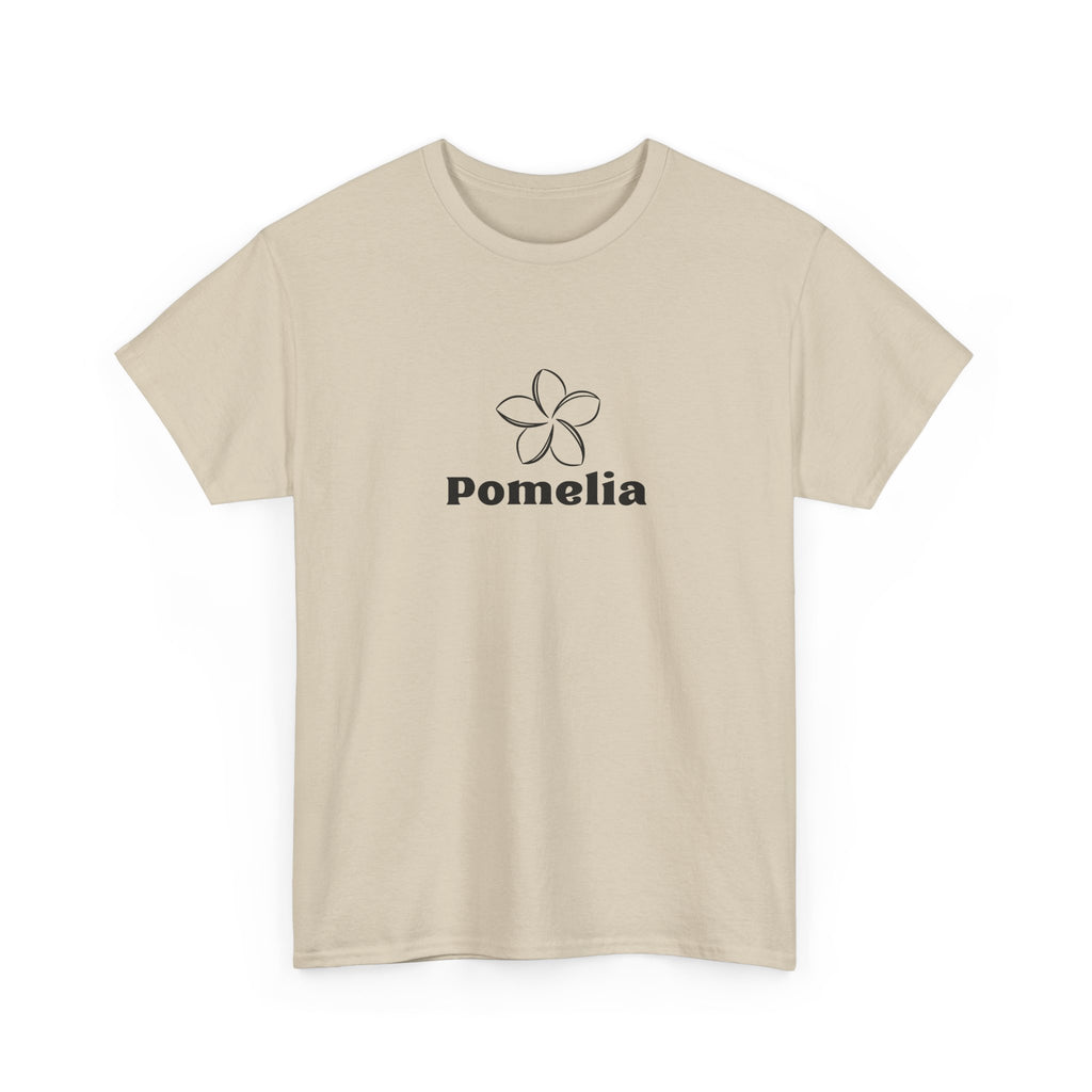 Pomelia Floral Logo Tee — Minimalist Flower Graphic T-Shirt