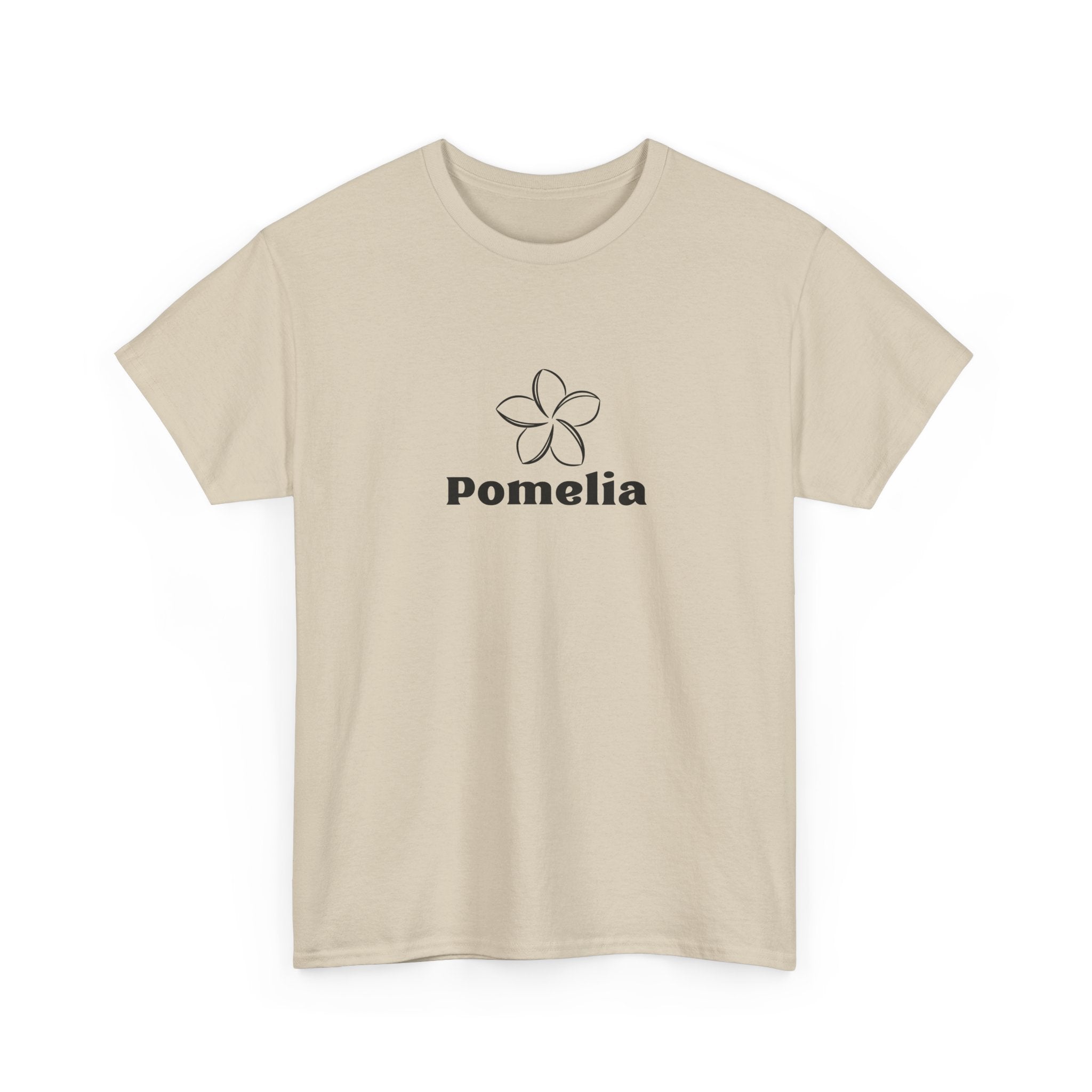 Pomelia Floral Logo Tee — Minimalist Flower Graphic T-Shirt