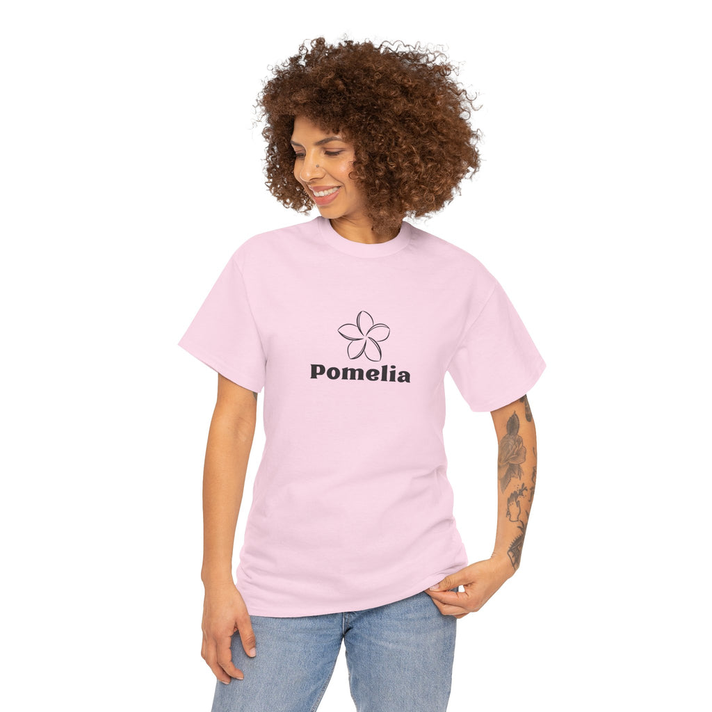 Pomelia Floral Logo Tee — Minimalist Flower Graphic T-Shirt