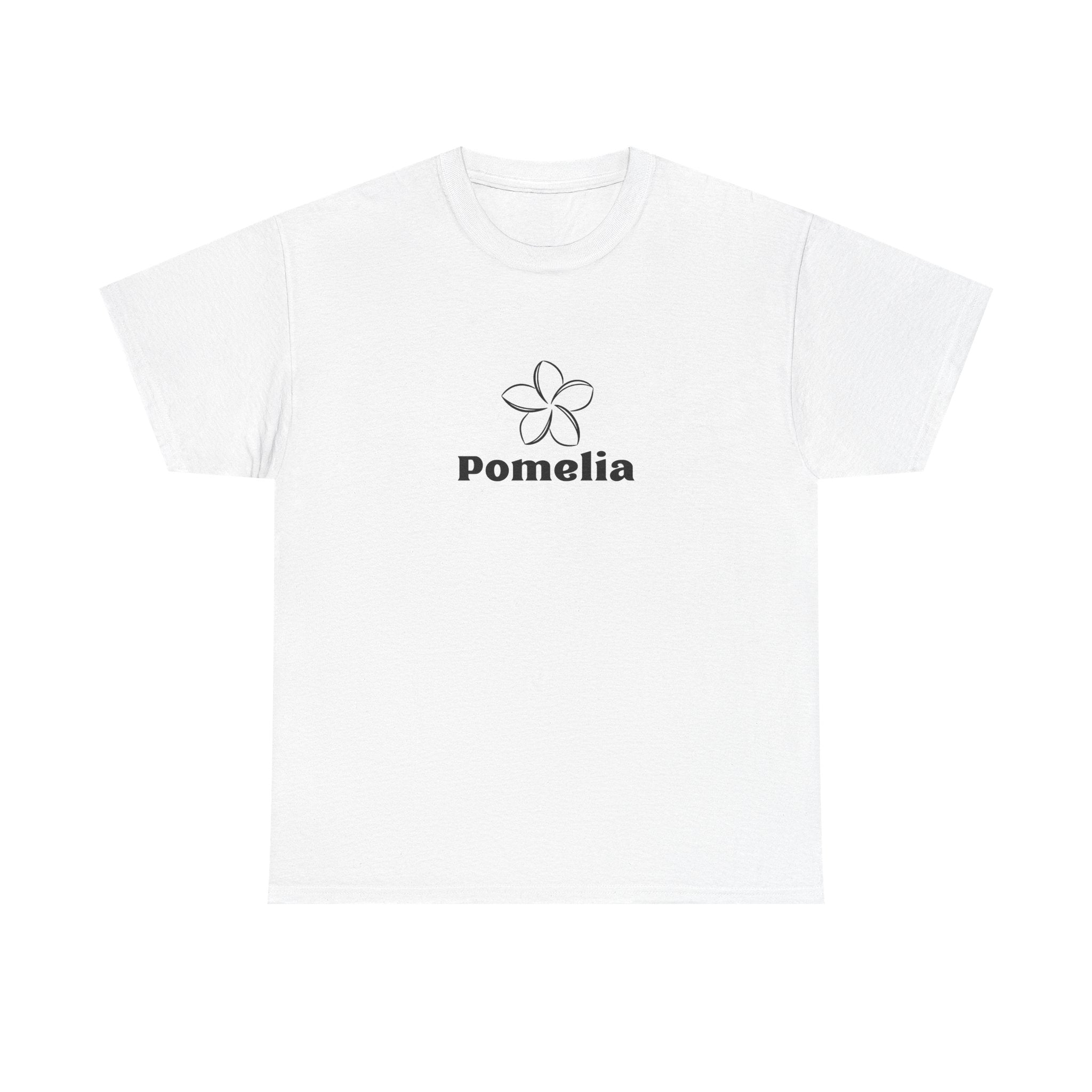 Pomelia Floral Logo Tee — Minimalist Flower Graphic T-Shirt
