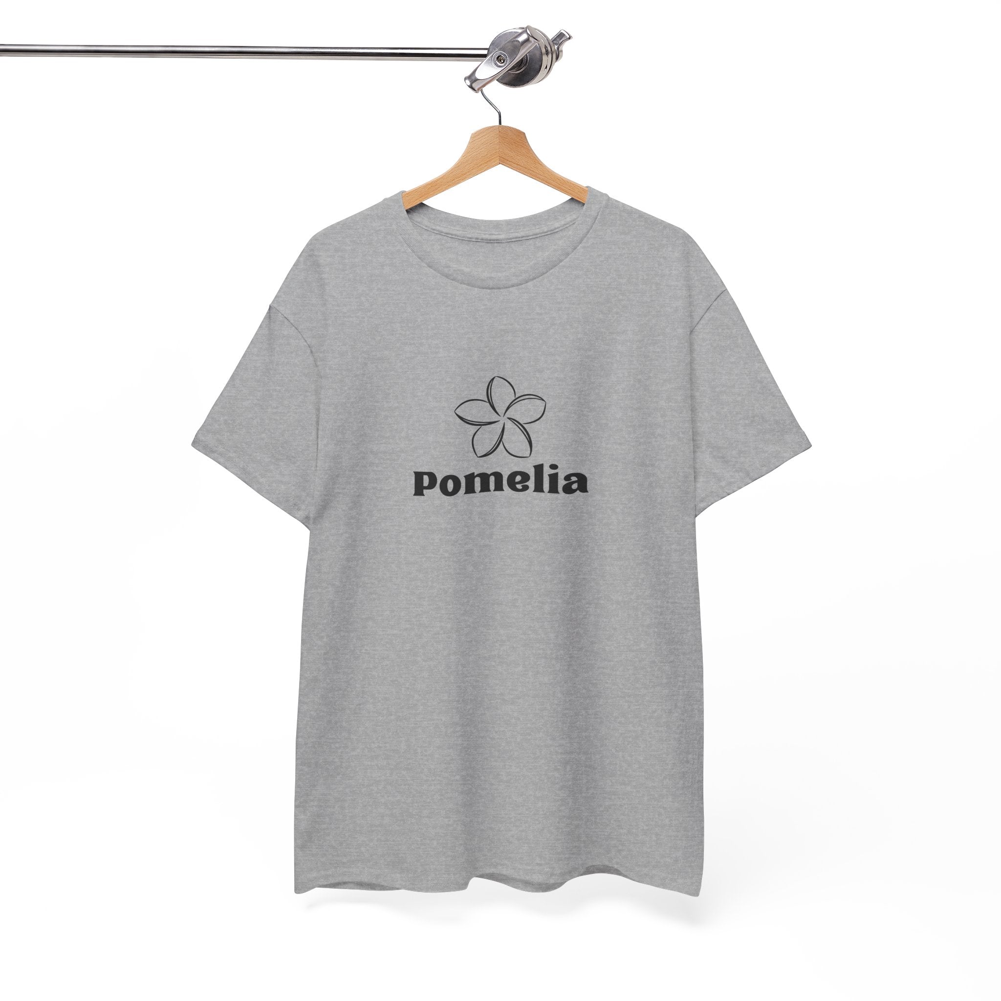 Pomelia Floral Logo Tee — Minimalist Flower Graphic T-Shirt