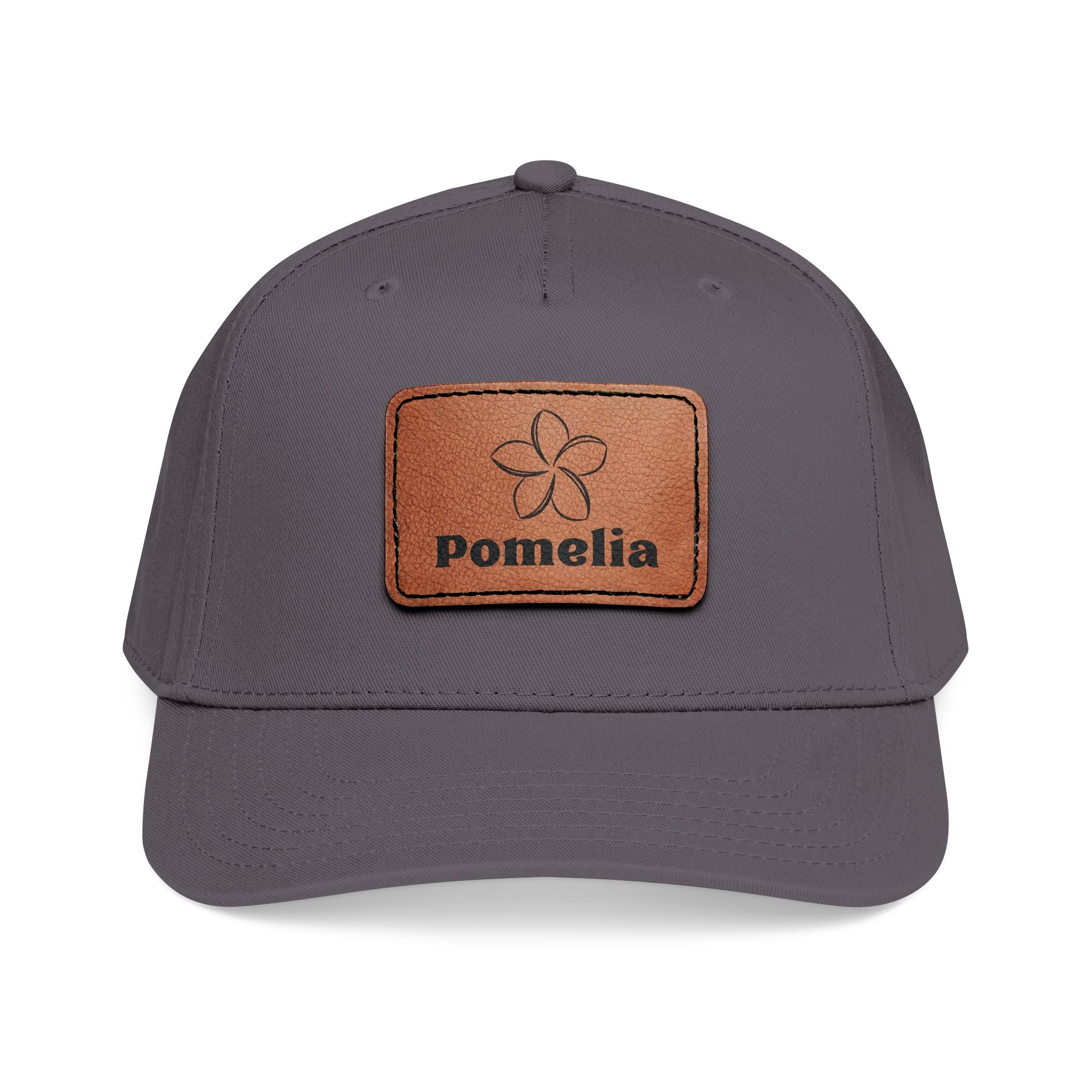 Leather Patch Baseball Cap — 'Pomelia' Mid-Profile Designer Hat