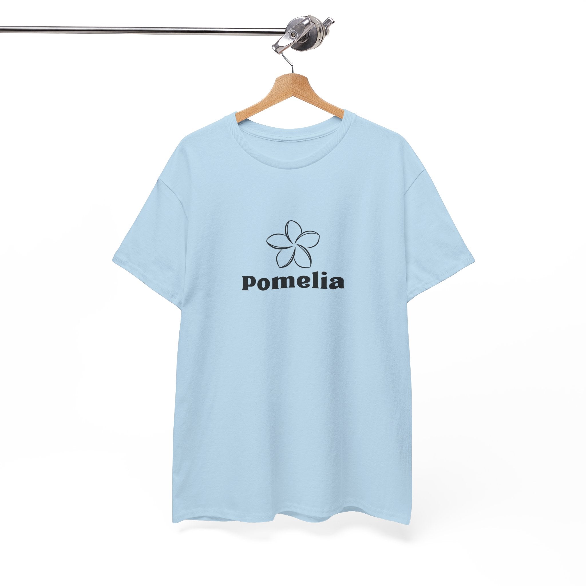 Pomelia Floral Logo Tee — Minimalist Flower Graphic T-Shirt