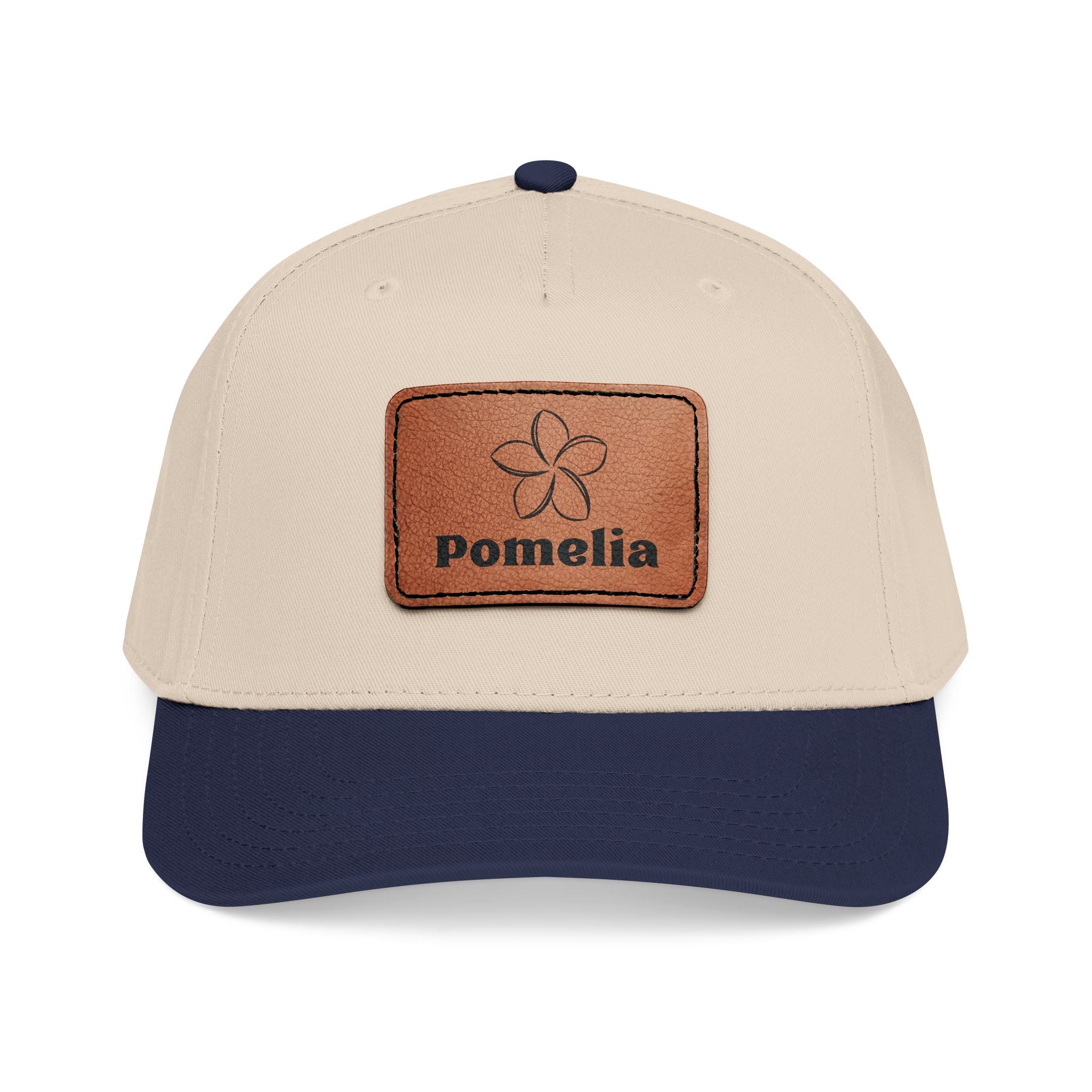 Leather Patch Baseball Cap — 'Pomelia' Mid-Profile Designer Hat