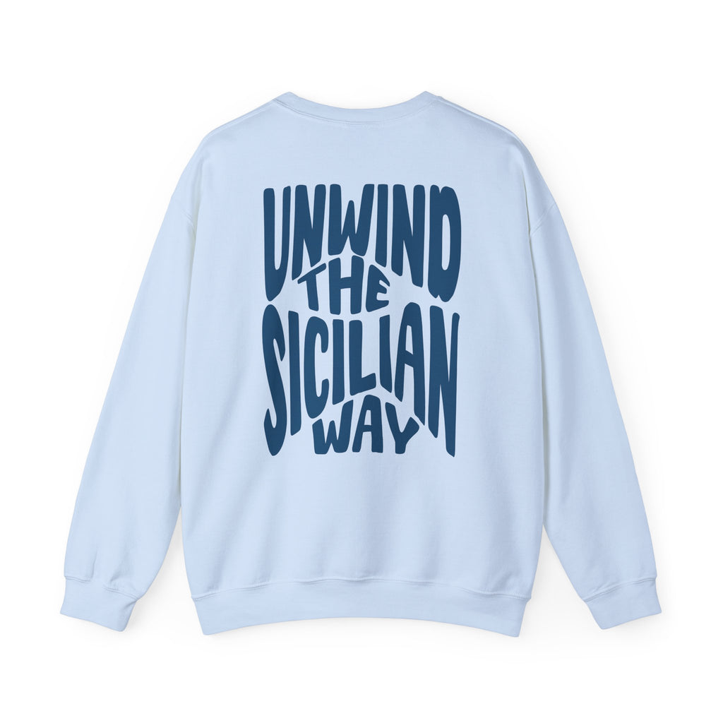Crewneck Sweatshirt — "Unwind the Sicilian Way" Pomelia Graphic