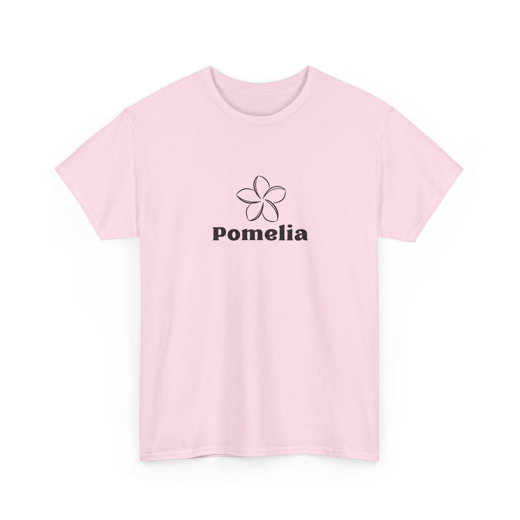 Pomelia Floral Logo Tee — Minimalist Flower Graphic T-Shirt