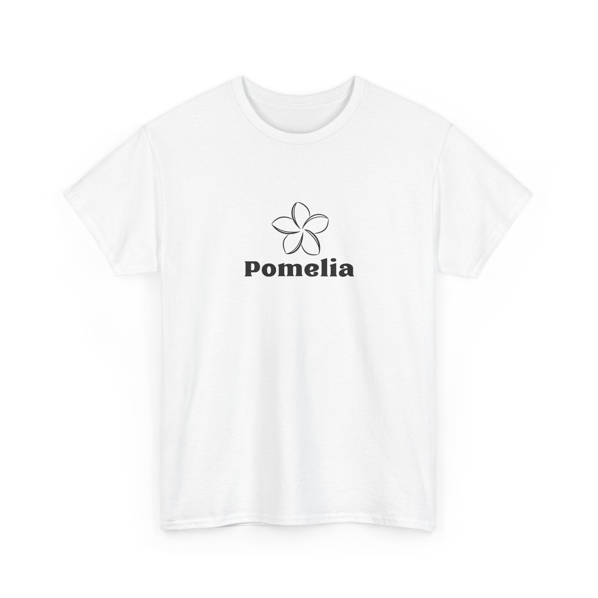 Pomelia Floral Logo Tee — Minimalist Flower Graphic T-Shirt