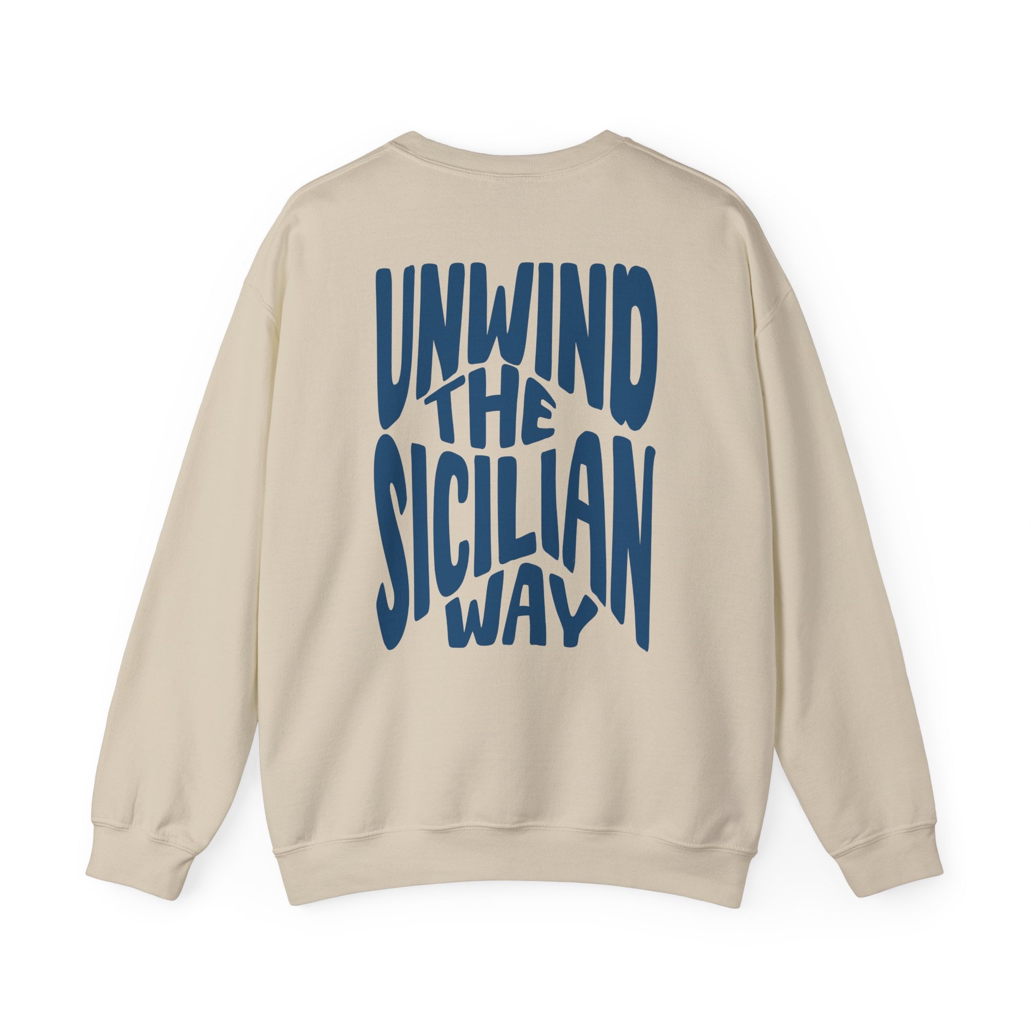 Crewneck Sweatshirt — "Unwind the Sicilian Way" Pomelia Graphic