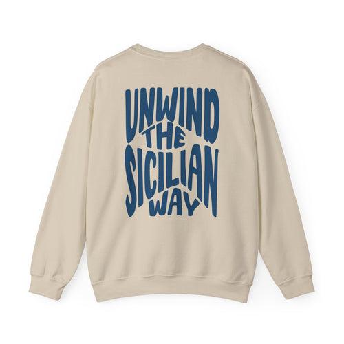 Crewneck Sweatshirt — "Unwind the Sicilian Way" Pomelia Graphic