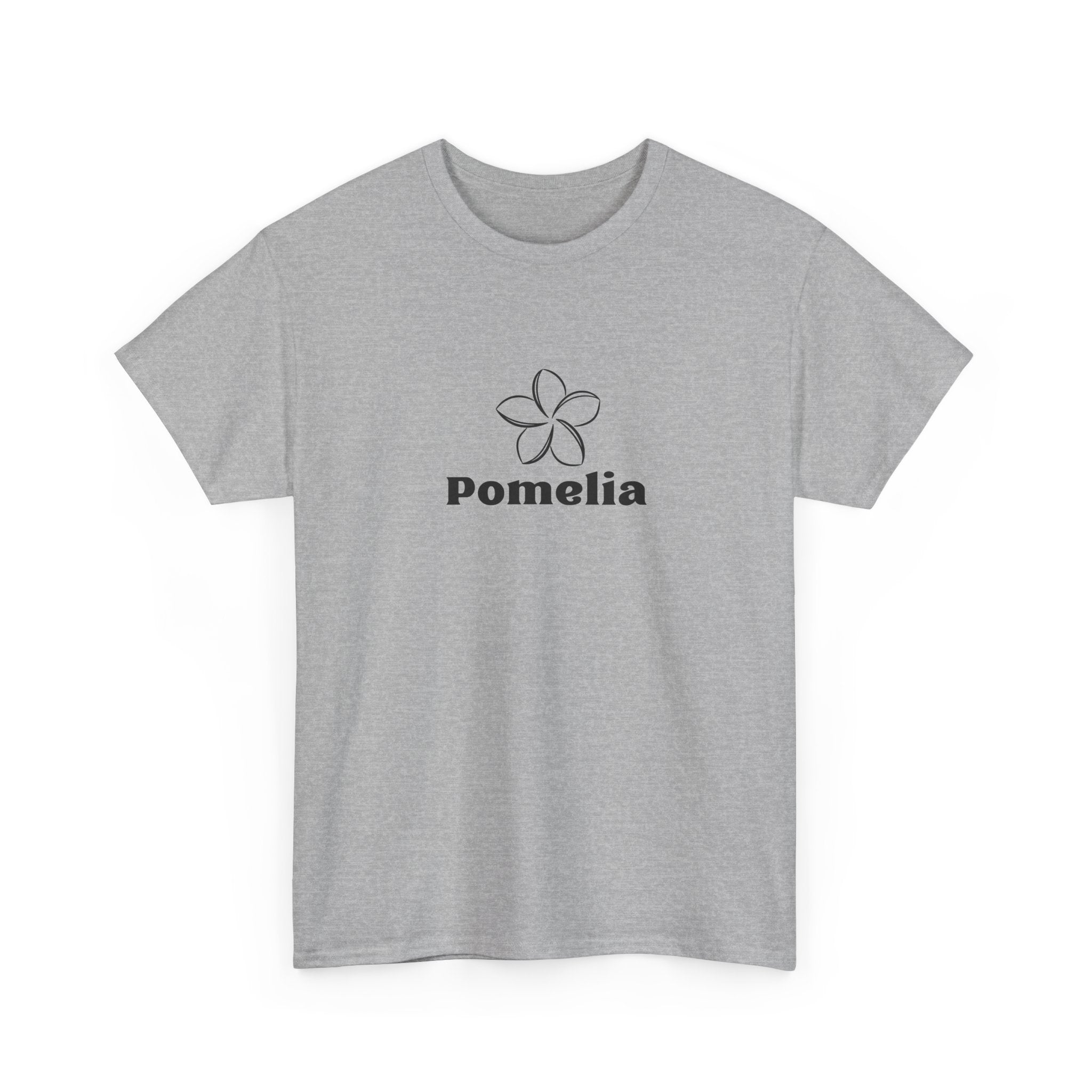 Pomelia Floral Logo Tee — Minimalist Flower Graphic T-Shirt