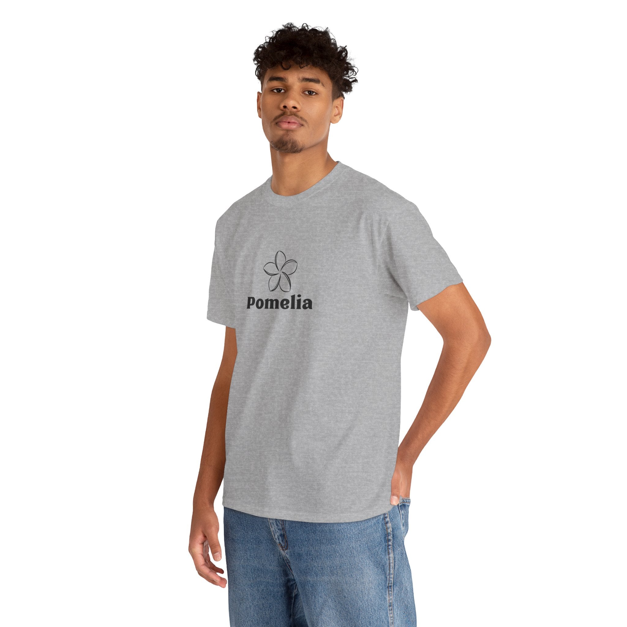 Pomelia Floral Logo Tee — Minimalist Flower Graphic T-Shirt