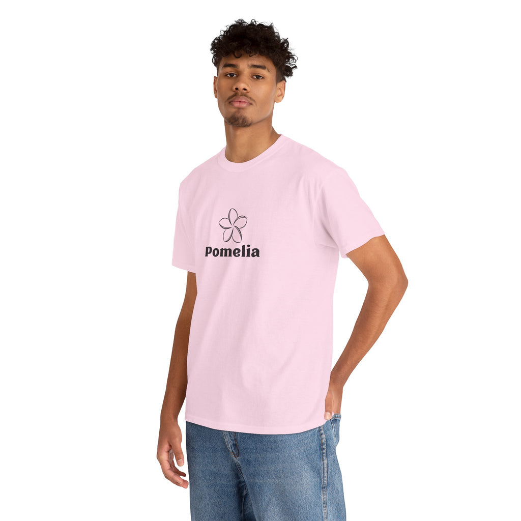 Pomelia Floral Logo Tee — Minimalist Flower Graphic T-Shirt