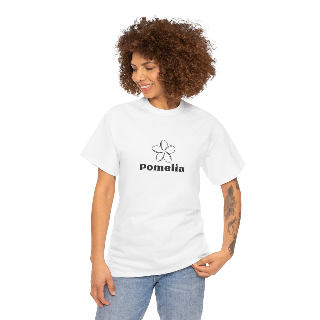 Pomelia Floral Logo Tee — Minimalist Flower Graphic T-Shirt