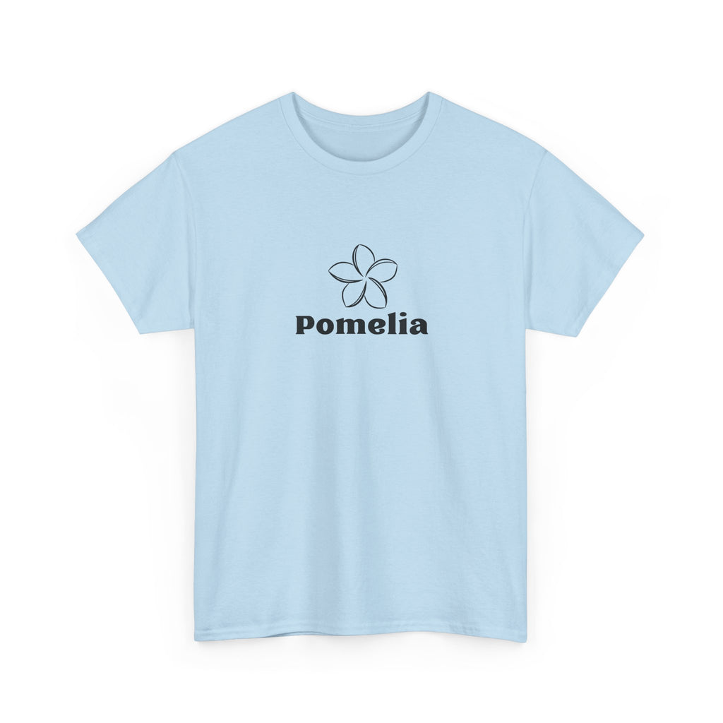 Pomelia Floral Logo Tee — Minimalist Flower Graphic T-Shirt