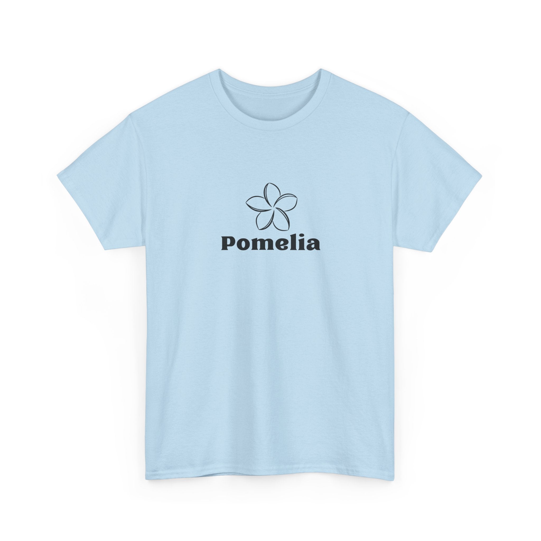 Pomelia Floral Logo Tee — Minimalist Flower Graphic T-Shirt
