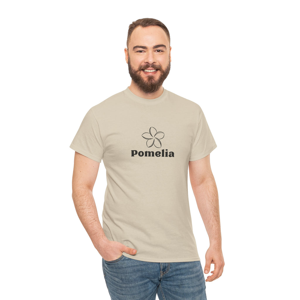 Pomelia Floral Logo Tee — Minimalist Flower Graphic T-Shirt
