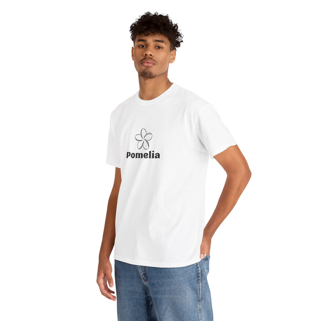 Pomelia Floral Logo Tee — Minimalist Flower Graphic T-Shirt