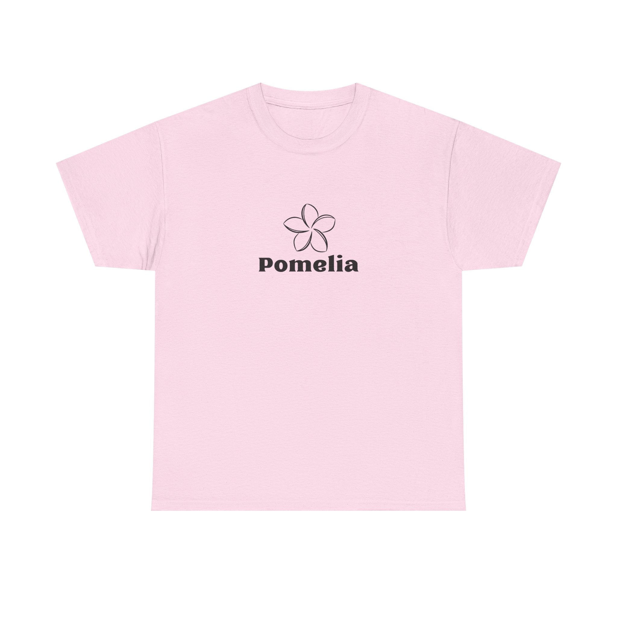 Pomelia Floral Logo Tee — Minimalist Flower Graphic T-Shirt
