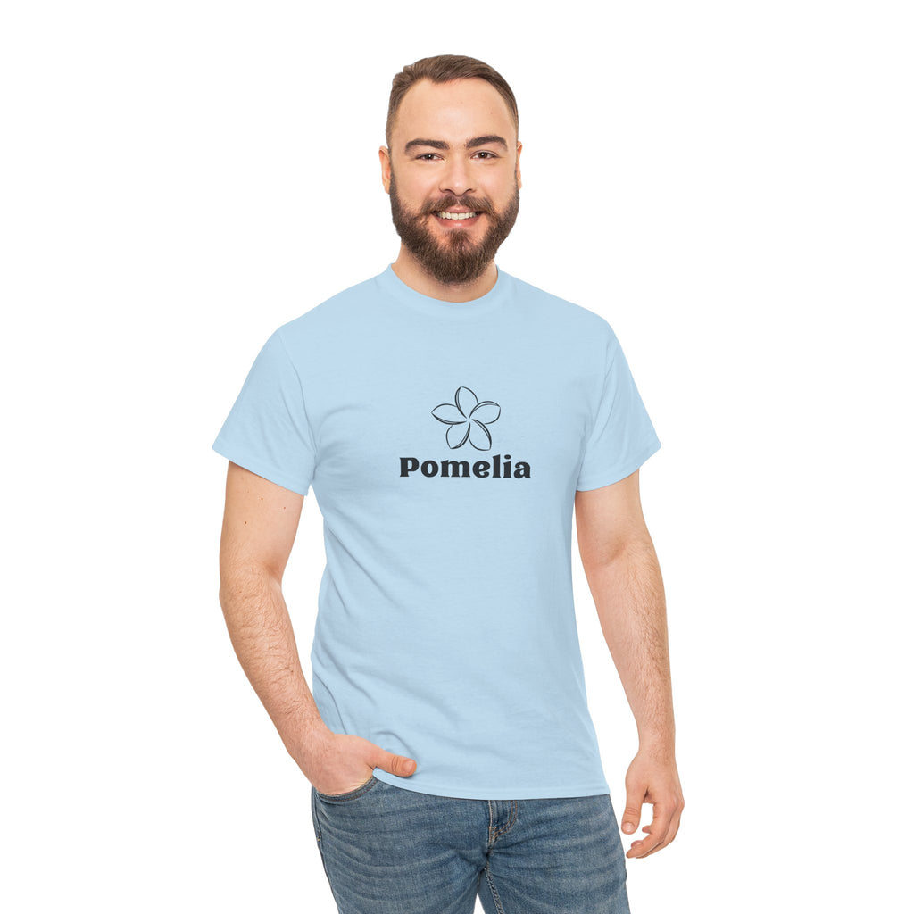 Pomelia Floral Logo Tee — Minimalist Flower Graphic T-Shirt