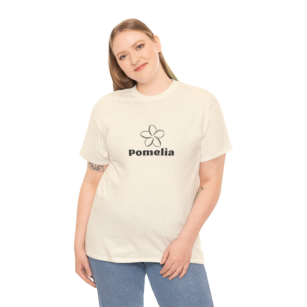 Pomelia Floral Logo Tee — Minimalist Flower Graphic T-Shirt