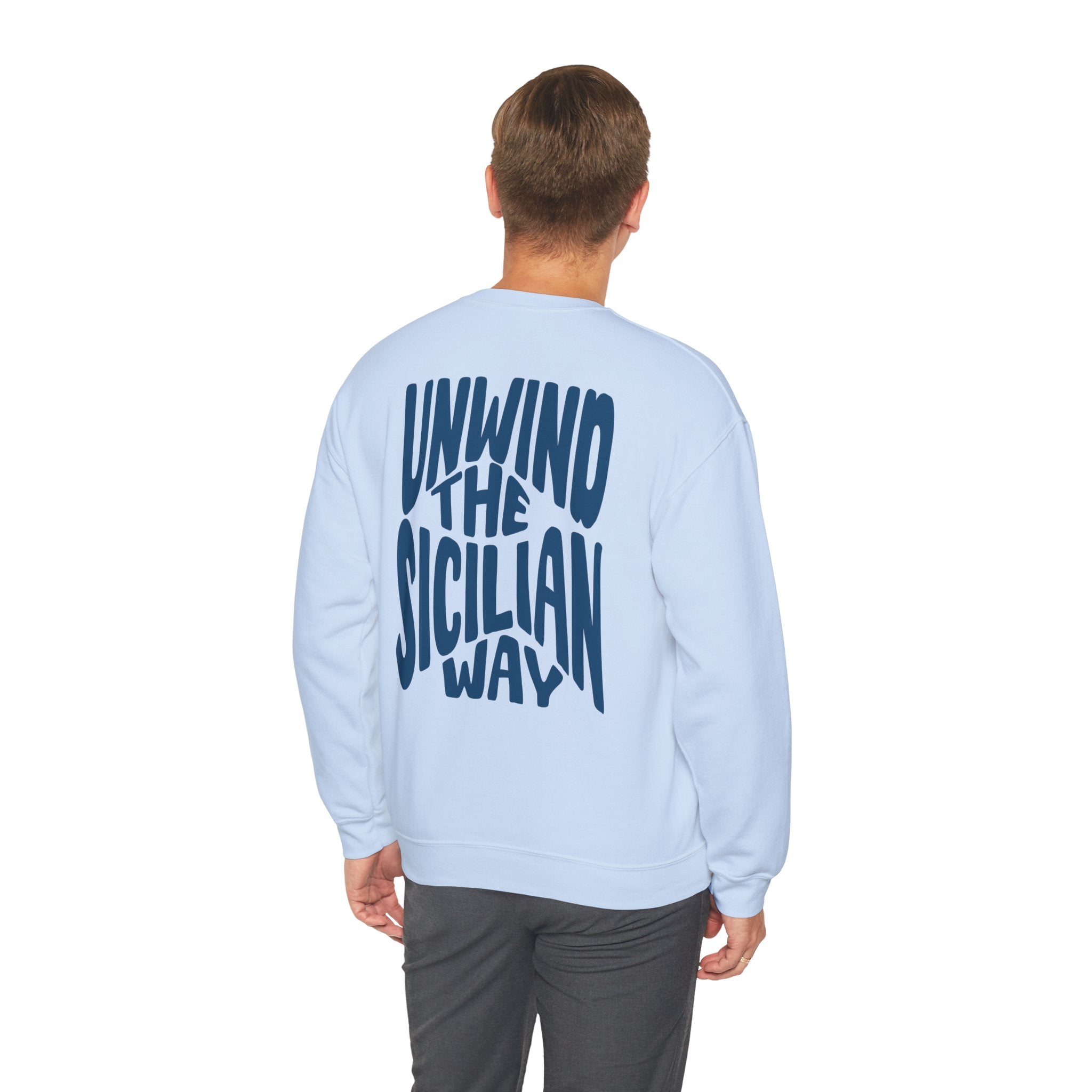 Crewneck Sweatshirt — "Unwind the Sicilian Way" Pomelia Graphic