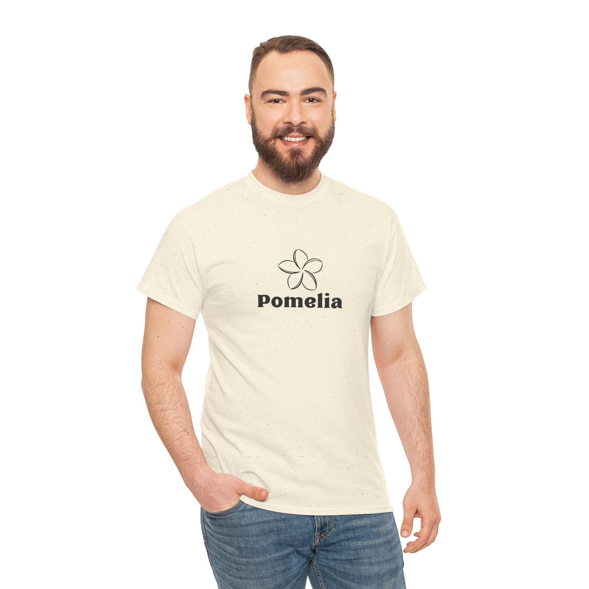 Pomelia Floral Logo Tee — Minimalist Flower Graphic T-Shirt