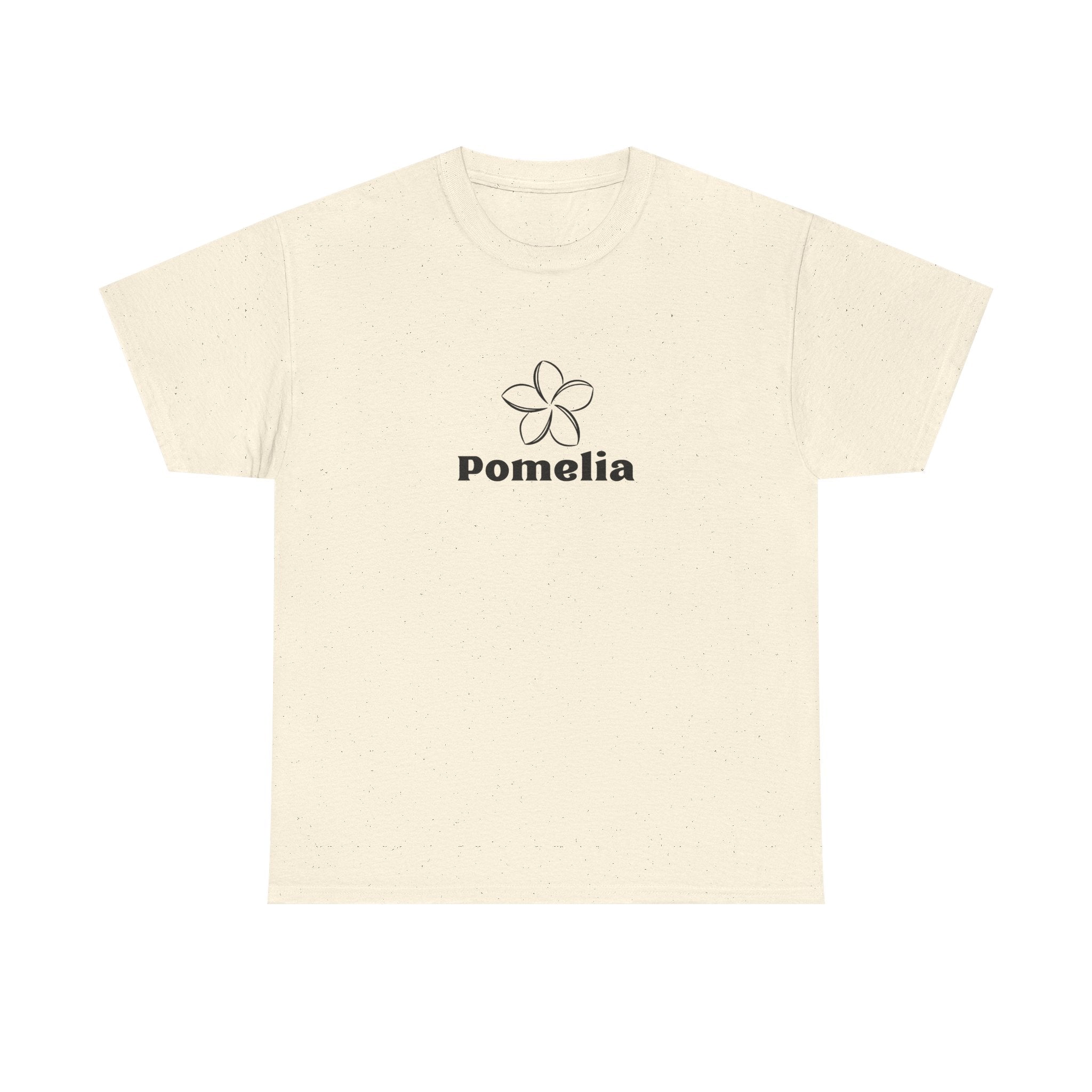 Pomelia Floral Logo Tee — Minimalist Flower Graphic T-Shirt