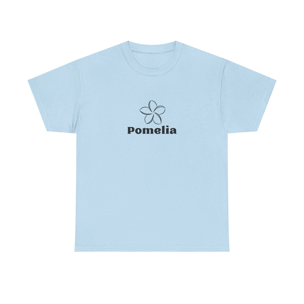 Pomelia Floral Logo Tee — Minimalist Flower Graphic T-Shirt