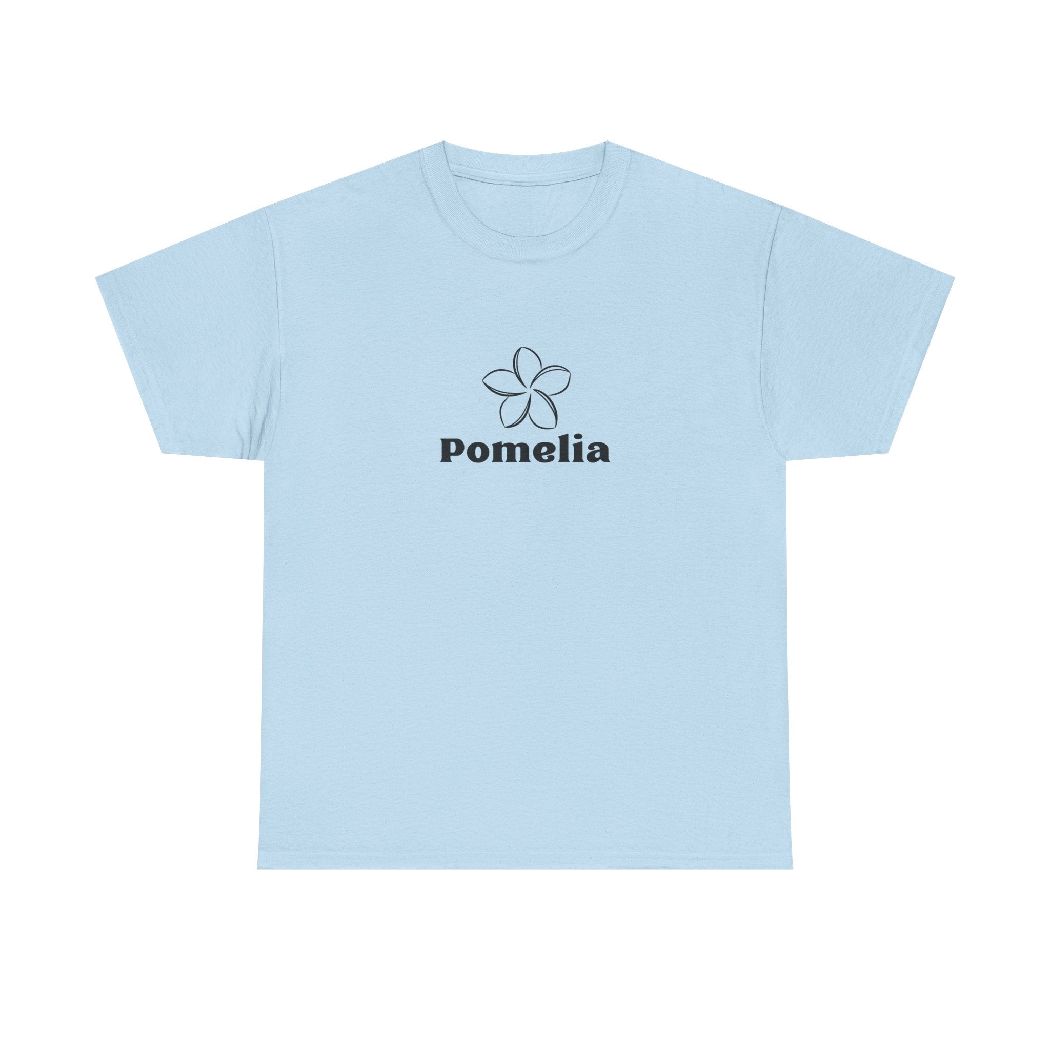 Pomelia Floral Logo Tee — Minimalist Flower Graphic T-Shirt
