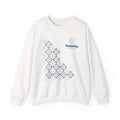 Pomelia White Crewneck Sweatshirt — Minimal Geometric Flower Pattern