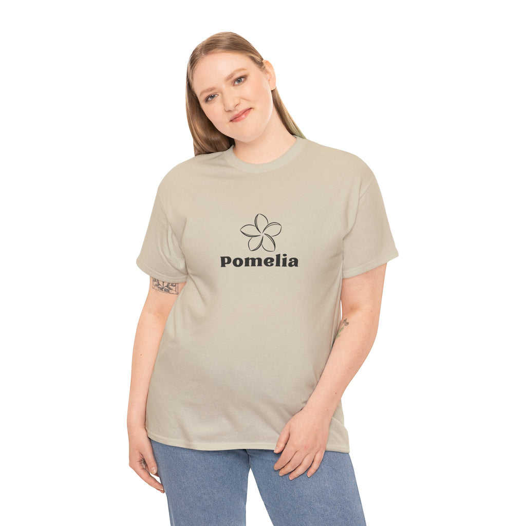 Pomelia Floral Logo Tee — Minimalist Flower Graphic T-Shirt