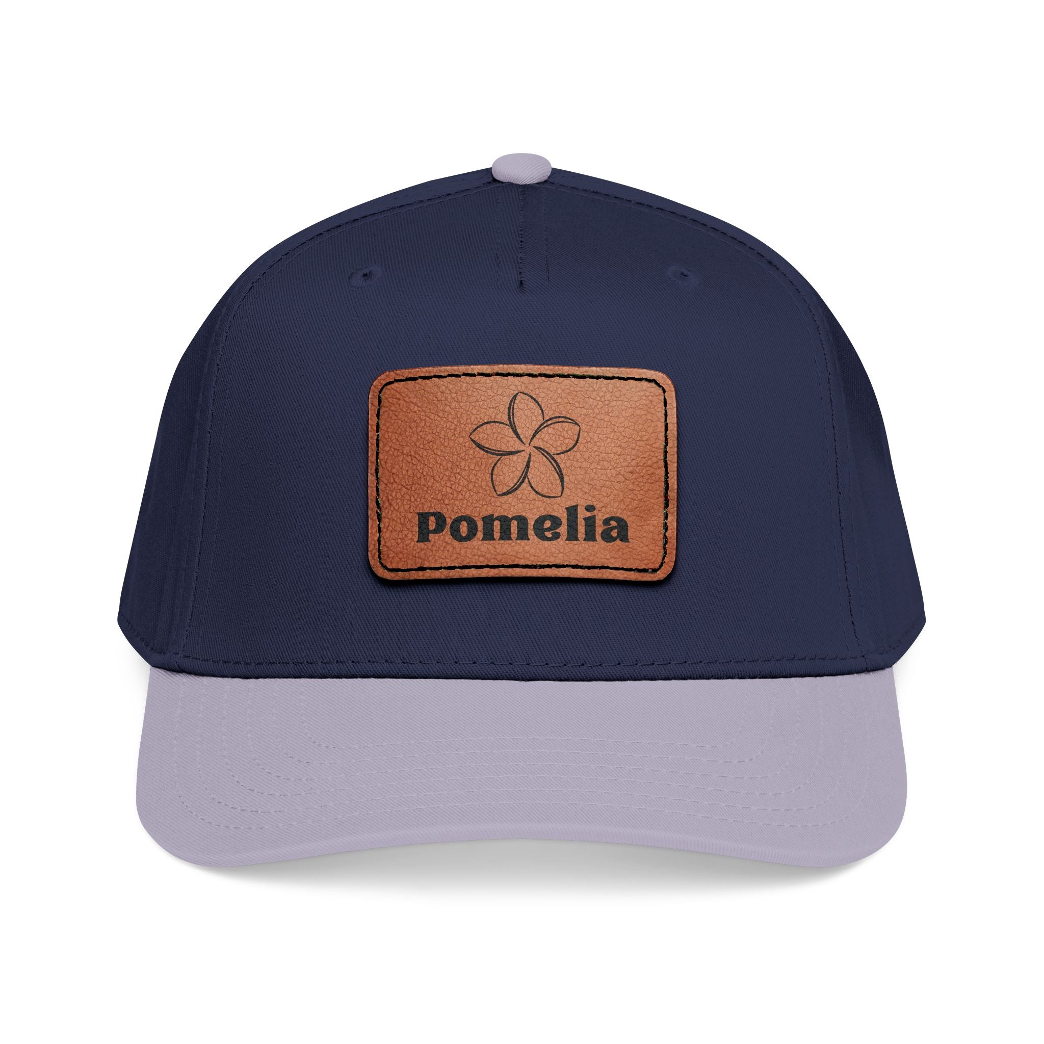 Leather Patch Baseball Cap — 'Pomelia' Mid-Profile Designer Hat