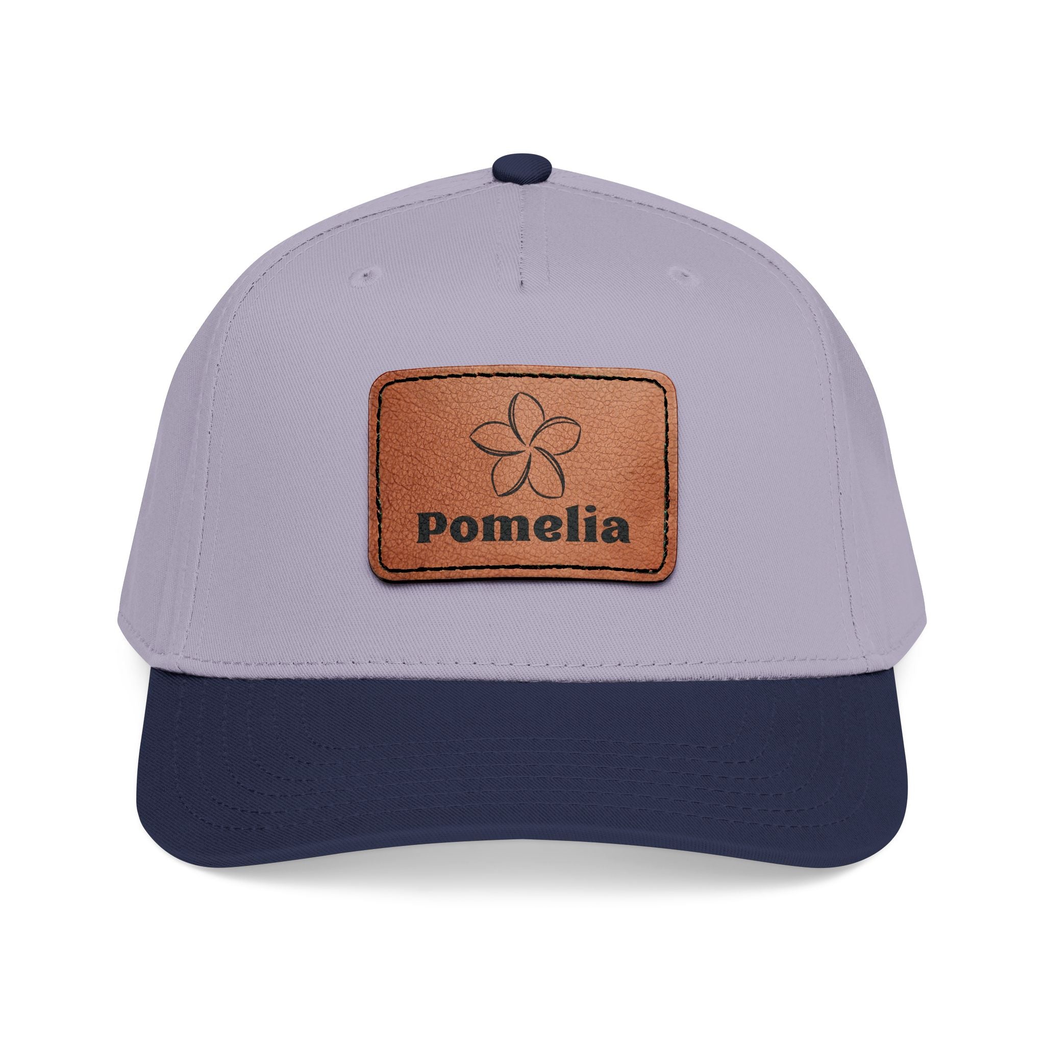 Leather Patch Baseball Cap — 'Pomelia' Mid-Profile Designer Hat