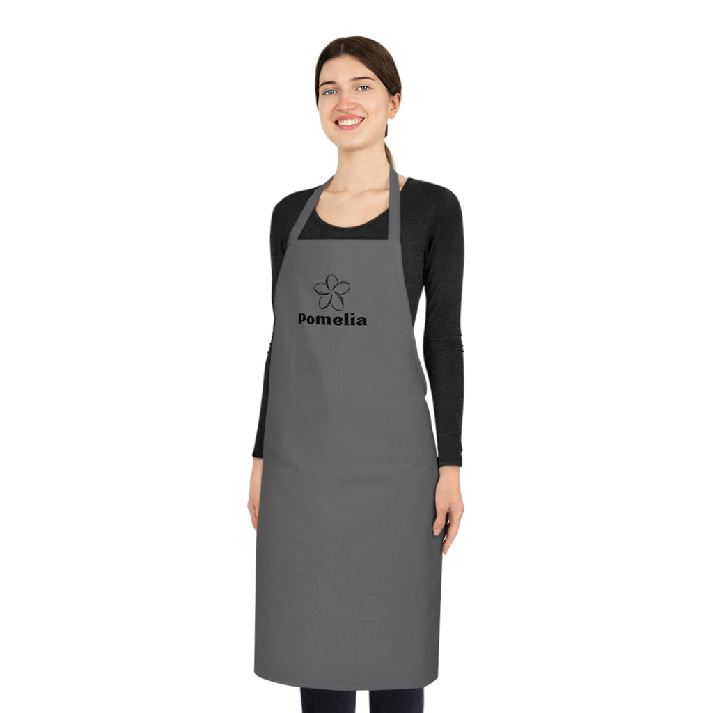 Gray Cotton Apron with 'Pomelia' Logo — Kitchen & Gardening Utility Apron