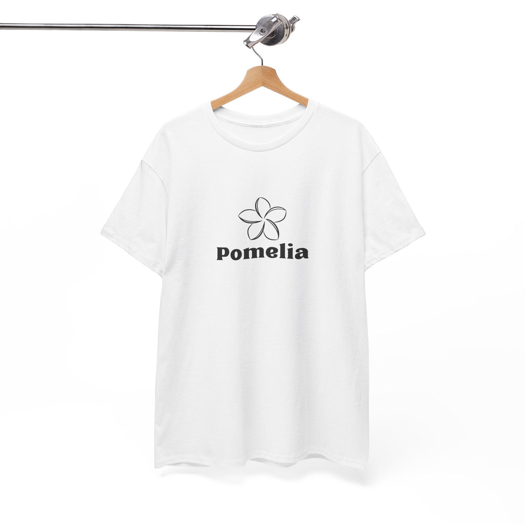 Pomelia Floral Logo Tee — Minimalist Flower Graphic T-Shirt