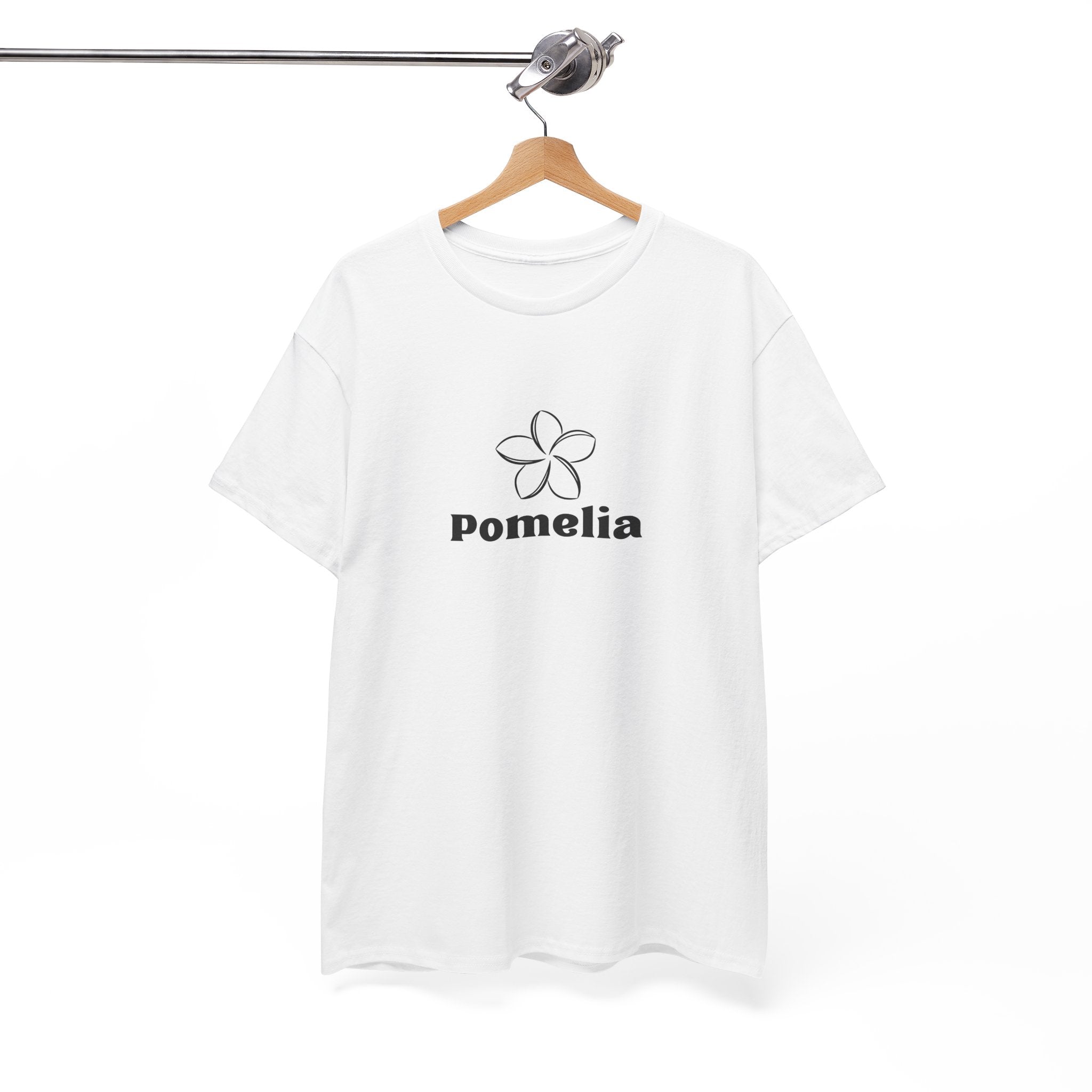 Pomelia Floral Logo Tee — Minimalist Flower Graphic T-Shirt