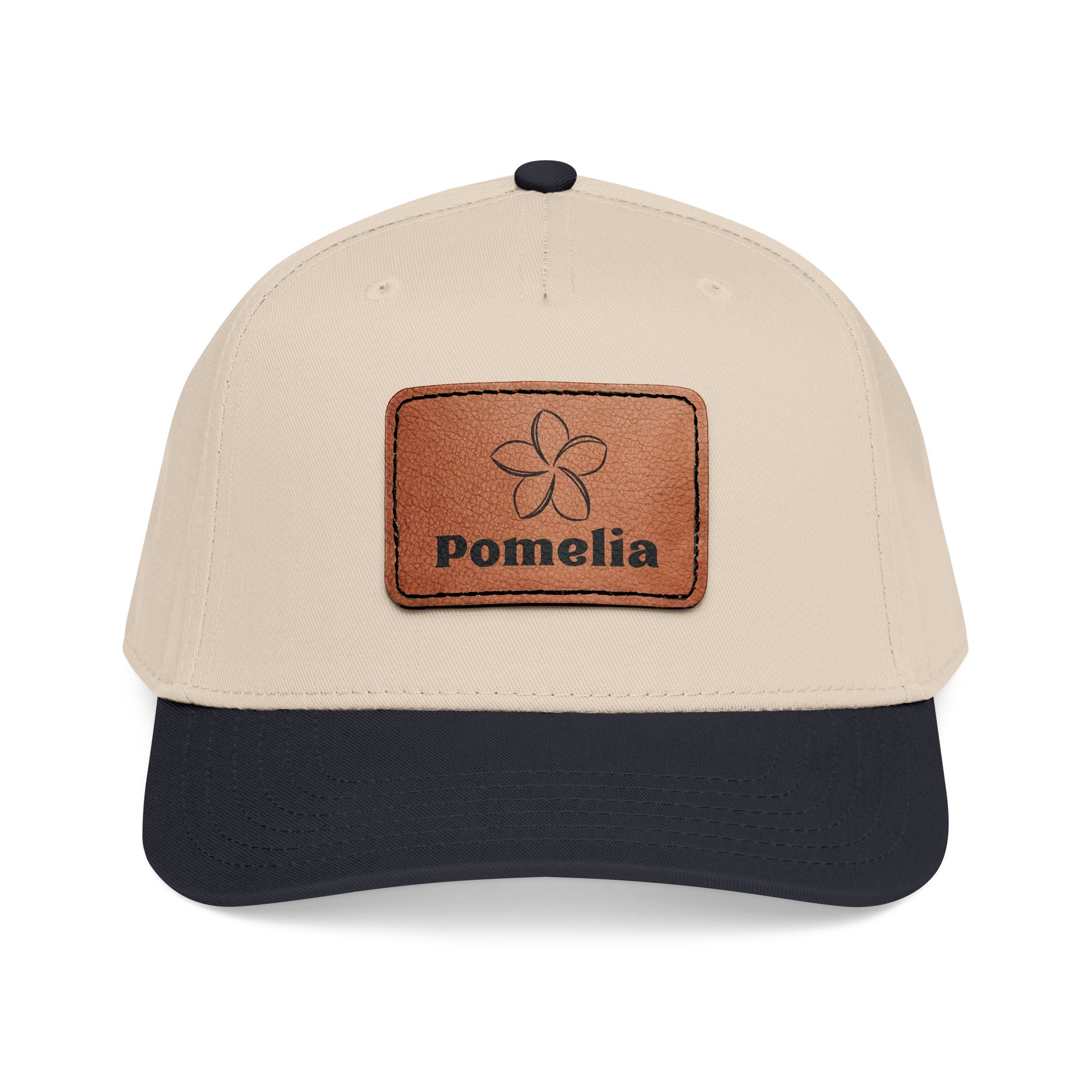 Leather Patch Baseball Cap — 'Pomelia' Mid-Profile Designer Hat