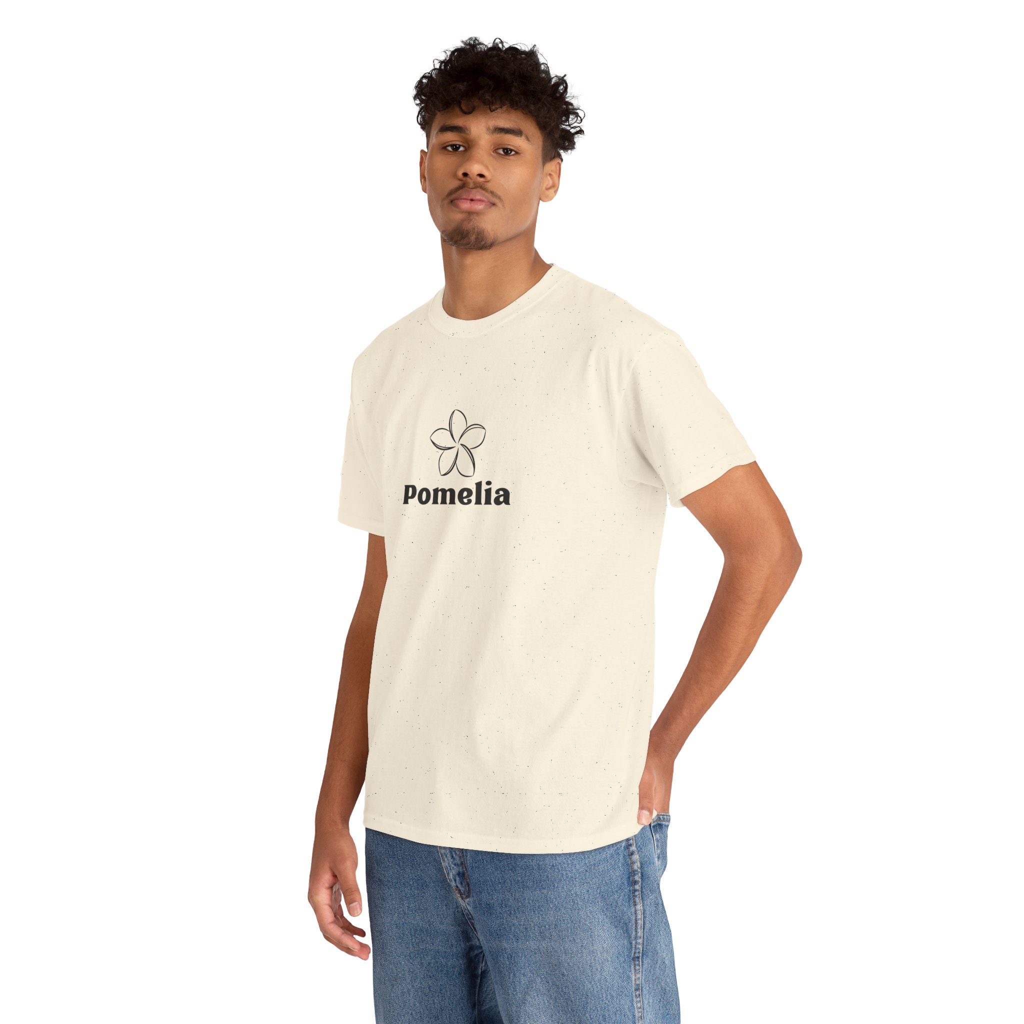 Pomelia Floral Logo Tee — Minimalist Flower Graphic T-Shirt