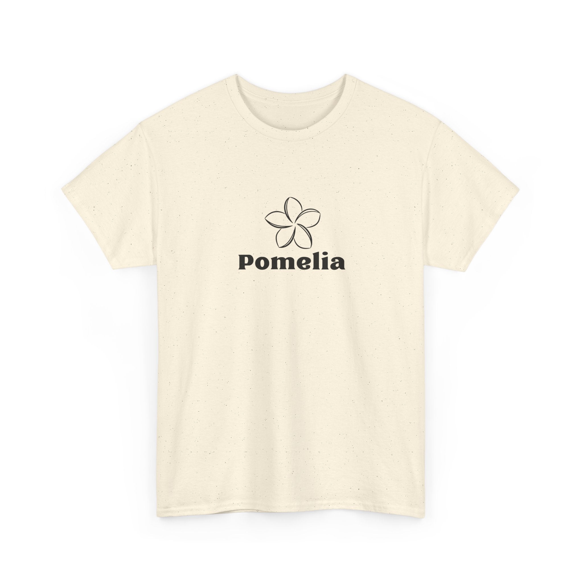 Pomelia Floral Logo Tee — Minimalist Flower Graphic T-Shirt