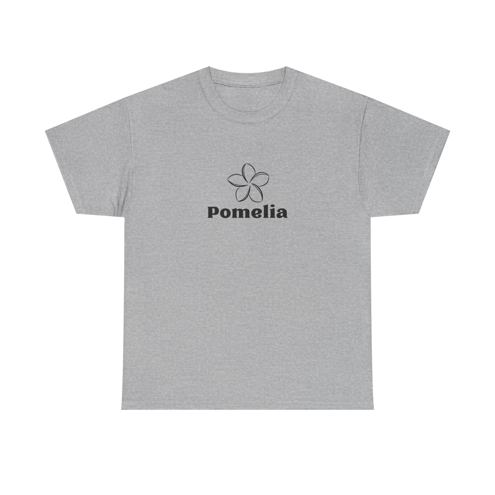 Pomelia Floral Logo Tee — Minimalist Flower Graphic T-Shirt