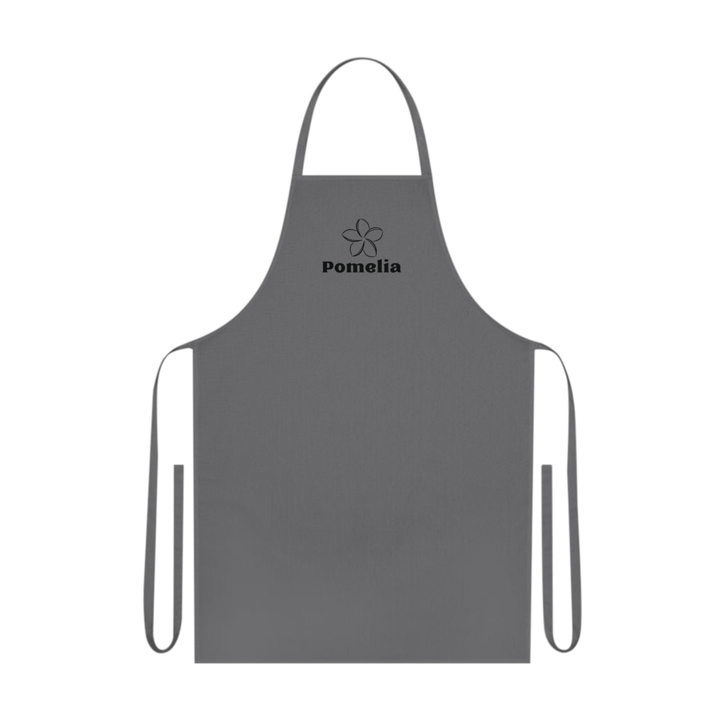 Gray Cotton Apron with 'Pomelia' Logo — Kitchen & Gardening Utility Apron