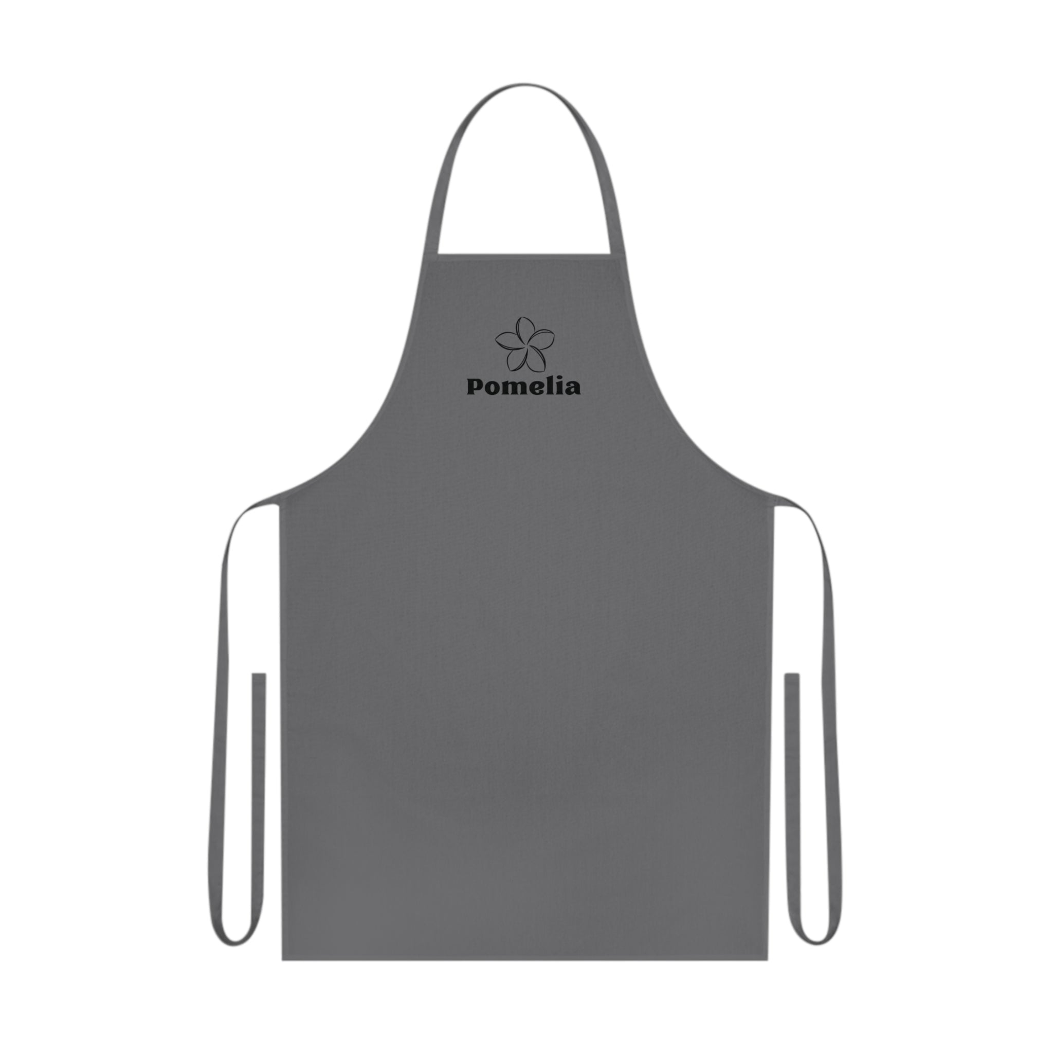 Gray Cotton Apron with 'Pomelia' Logo — Kitchen & Gardening Utility Apron