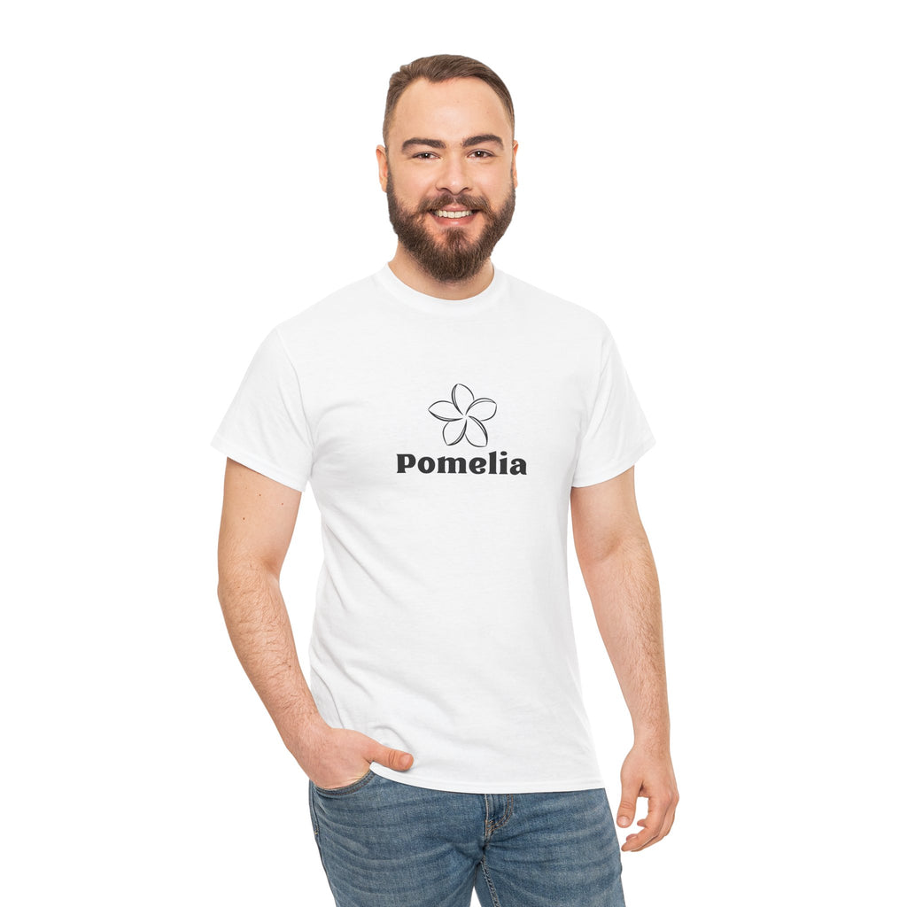 Pomelia Floral Logo Tee — Minimalist Flower Graphic T-Shirt