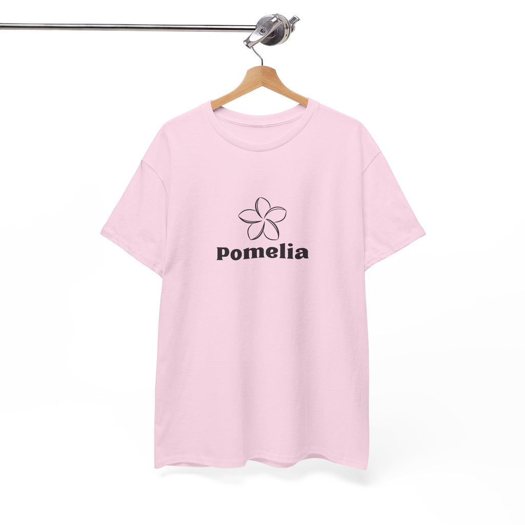 Pomelia Floral Logo Tee — Minimalist Flower Graphic T-Shirt