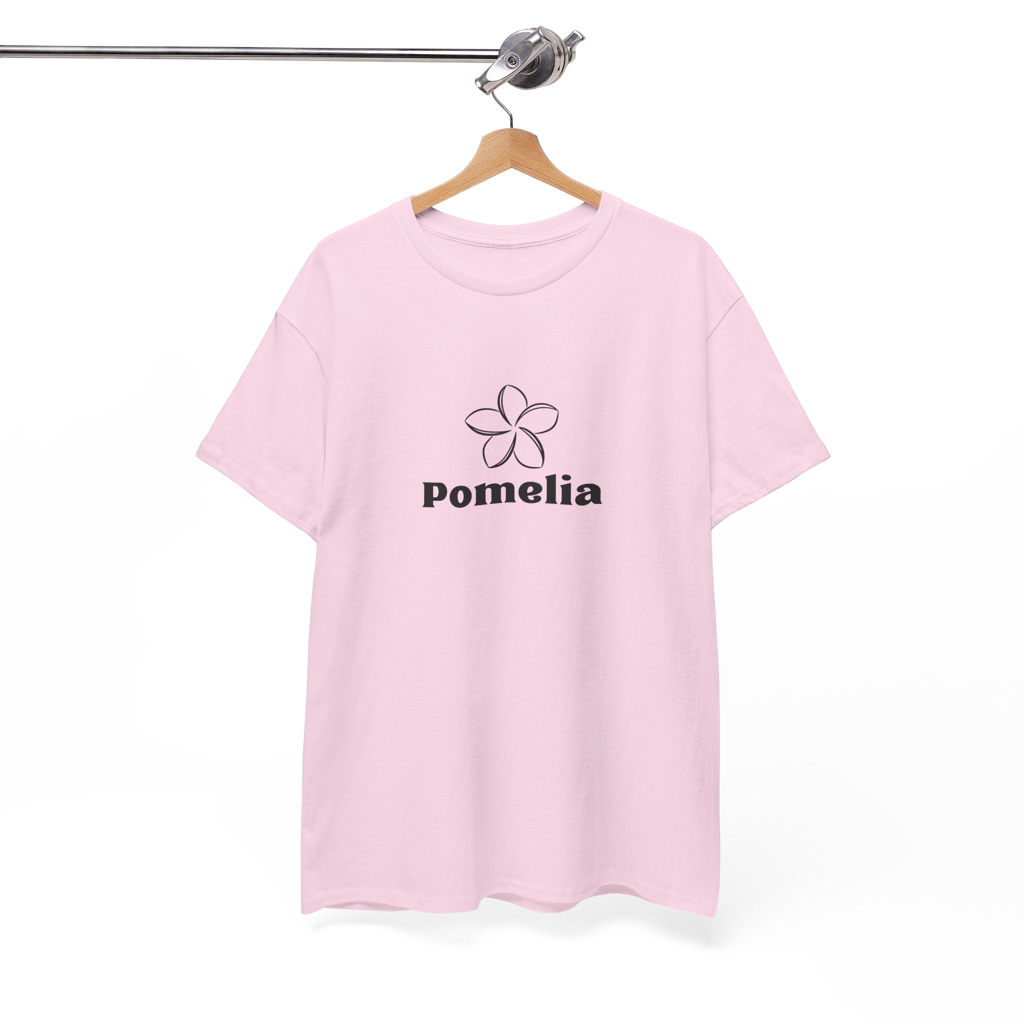 Pomelia Floral Logo Tee — Minimalist Flower Graphic T-Shirt