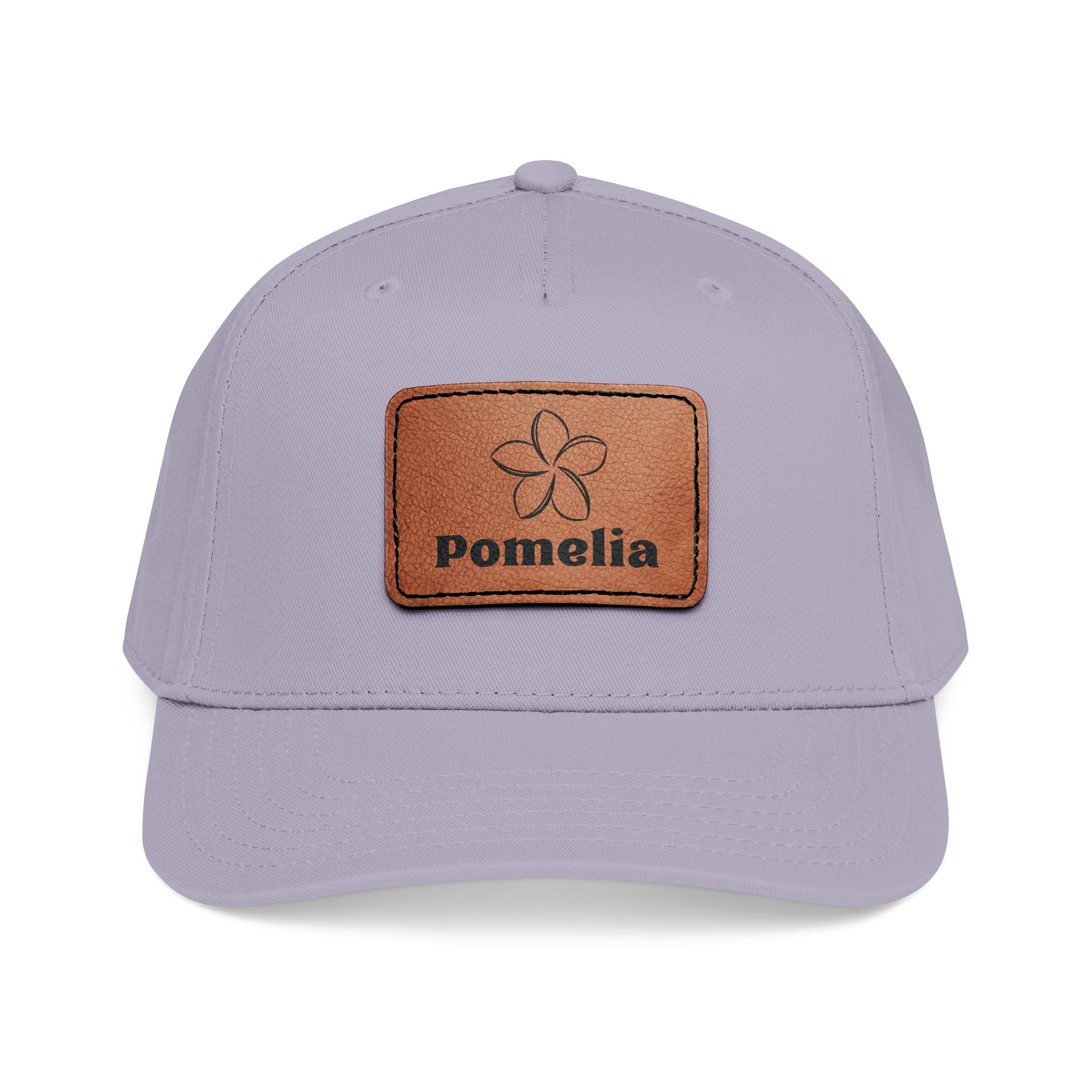 Leather Patch Baseball Cap — 'Pomelia' Mid-Profile Designer Hat