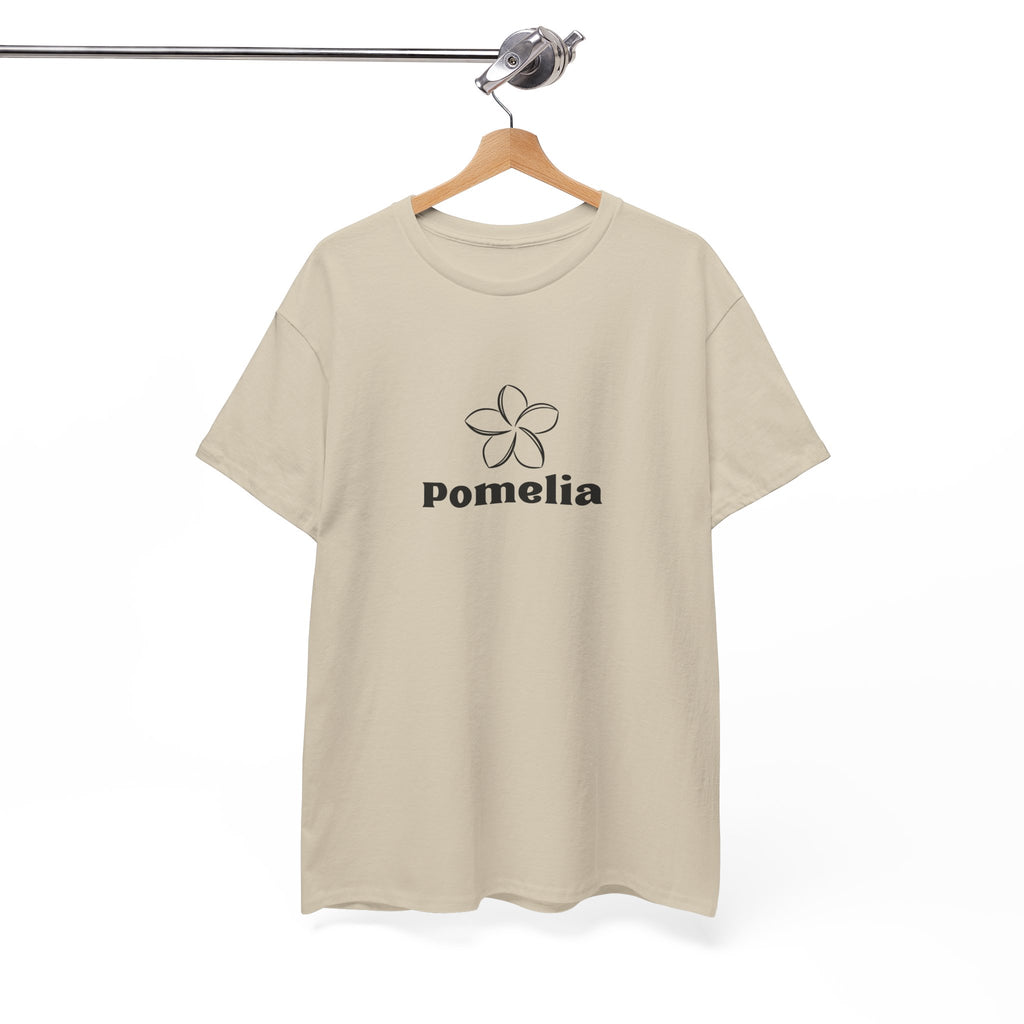 Pomelia Floral Logo Tee — Minimalist Flower Graphic T-Shirt