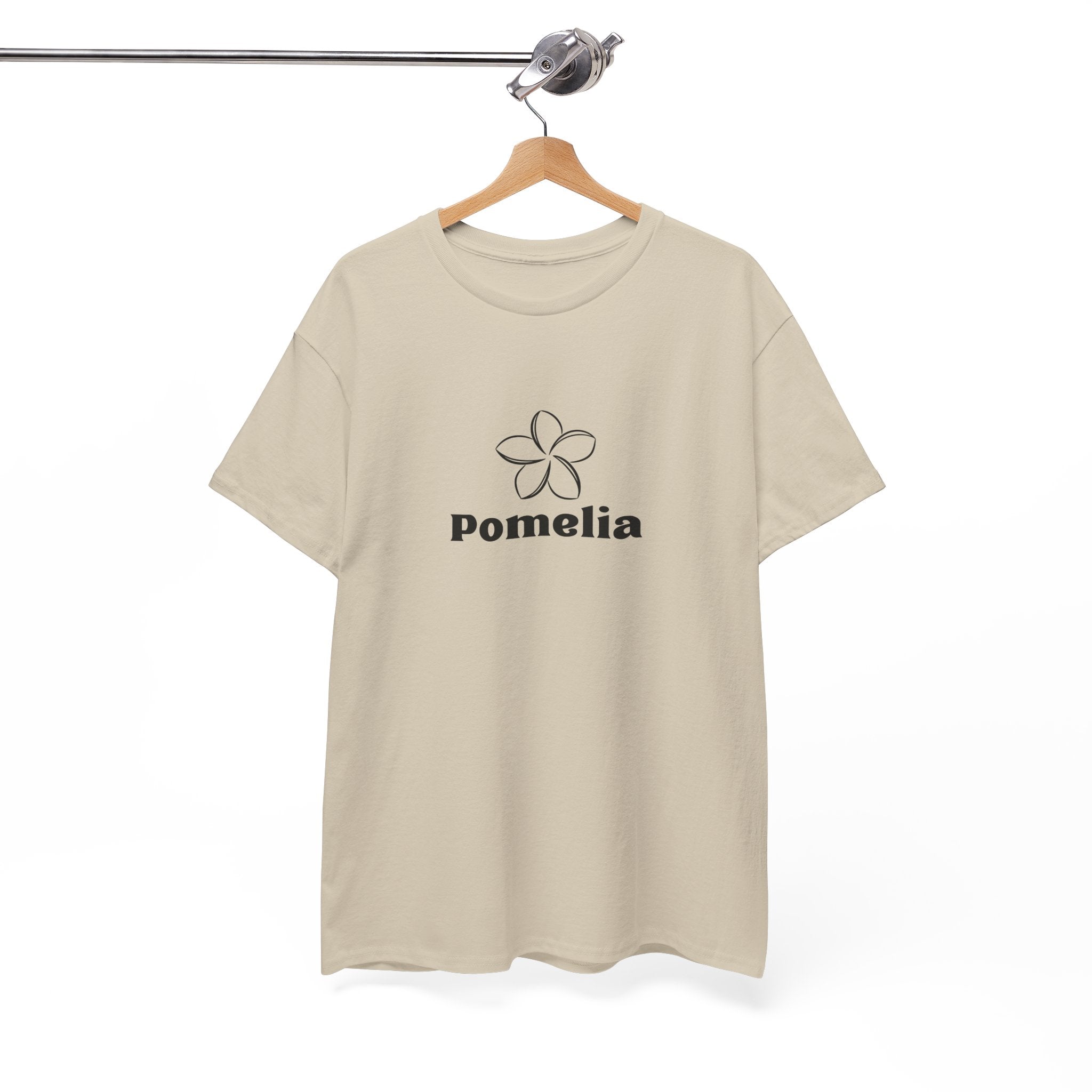 Pomelia Floral Logo Tee — Minimalist Flower Graphic T-Shirt
